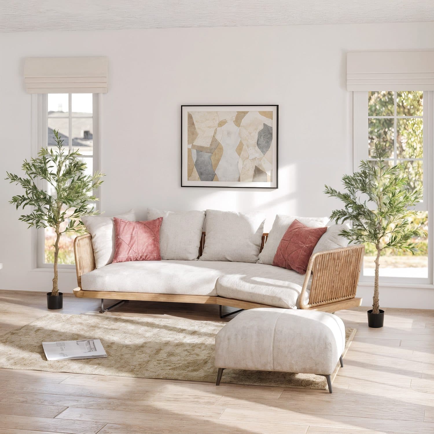 Set of Two Artificial Olive Trees with Silk Foliage and Weighted Pots - image 4