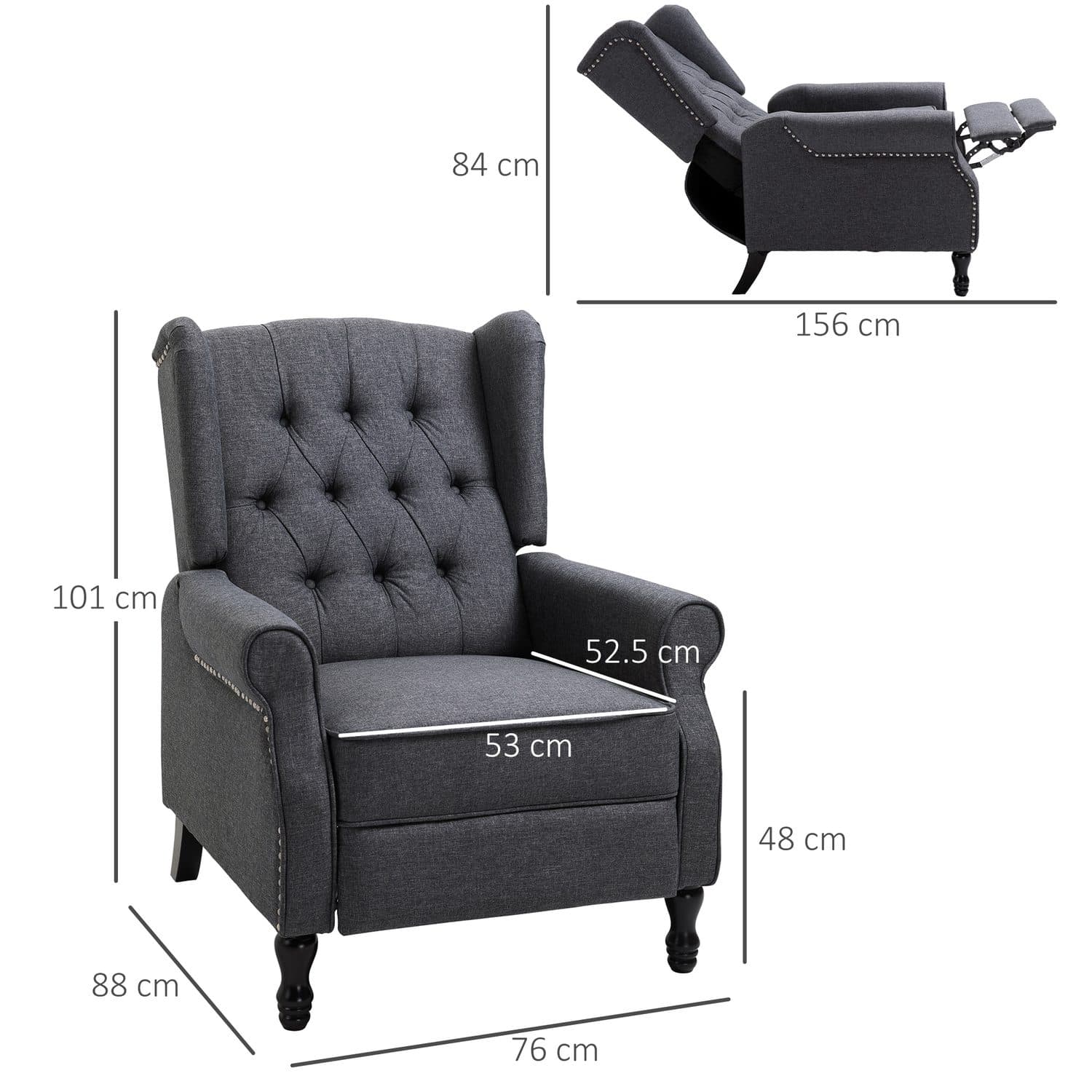 Relax in Style: Vintage Dark Grey Tufted Recliner Armchair - image 5