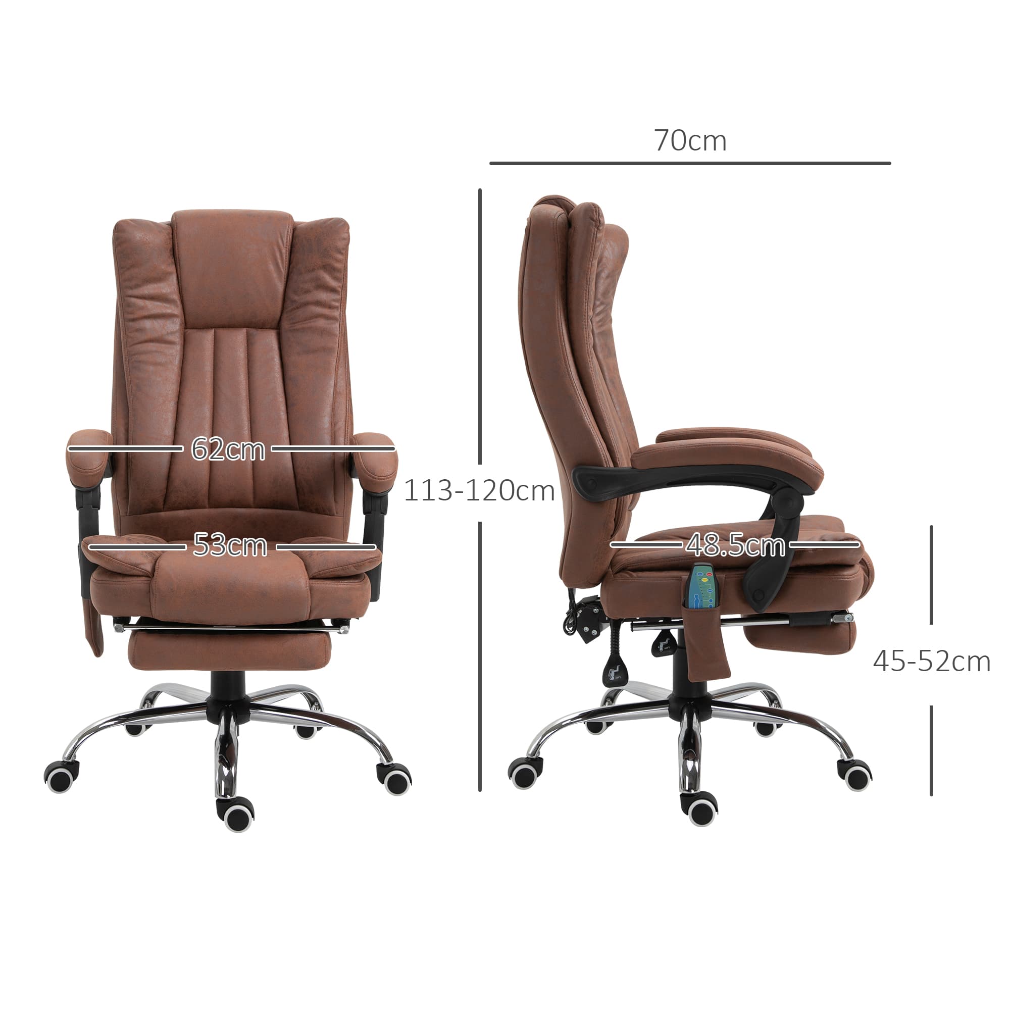 Brown Reclining Massage Office Chair with Heat - image 2