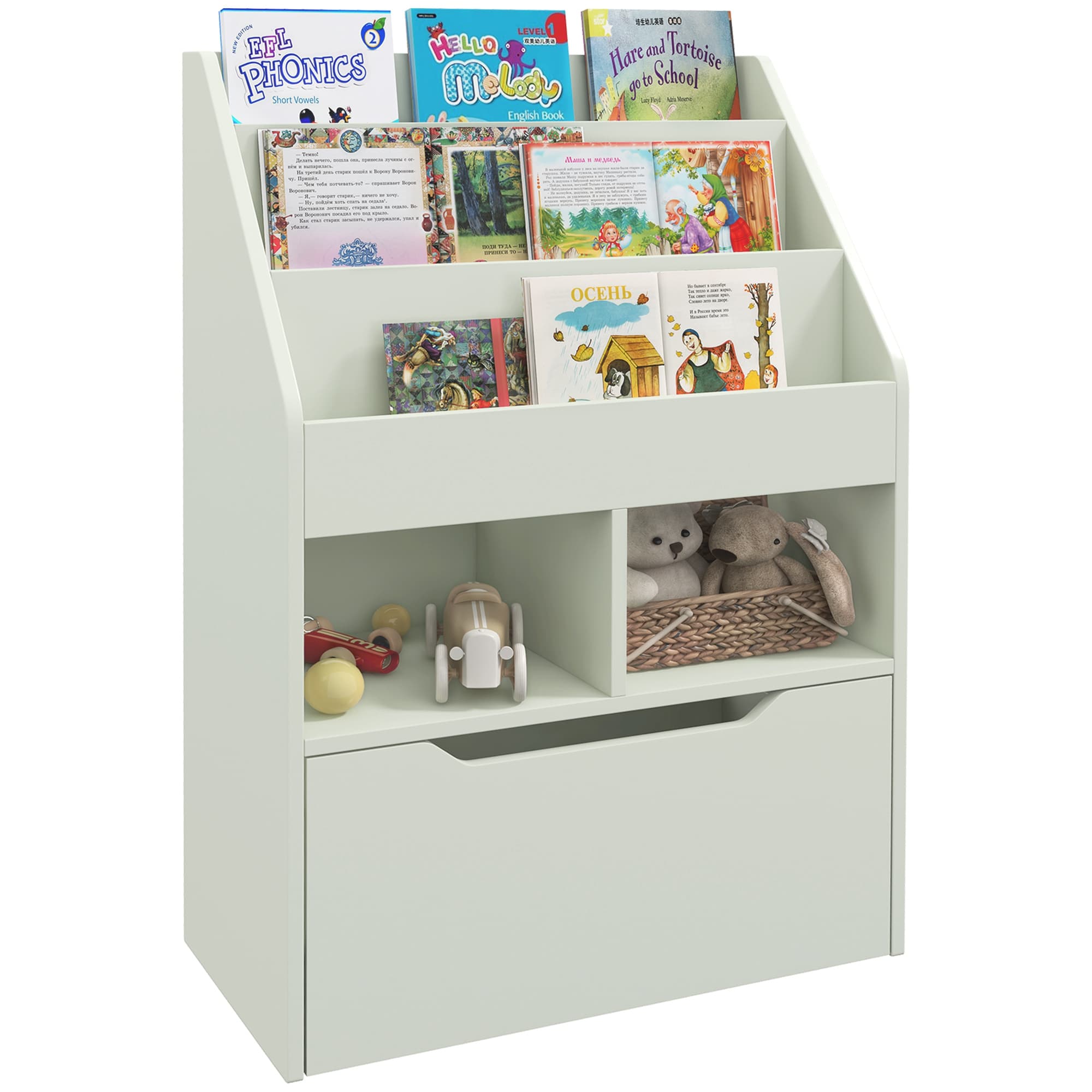 Green Kids Bookshelf & Toy Organiser for Effortless Tidy-Ups