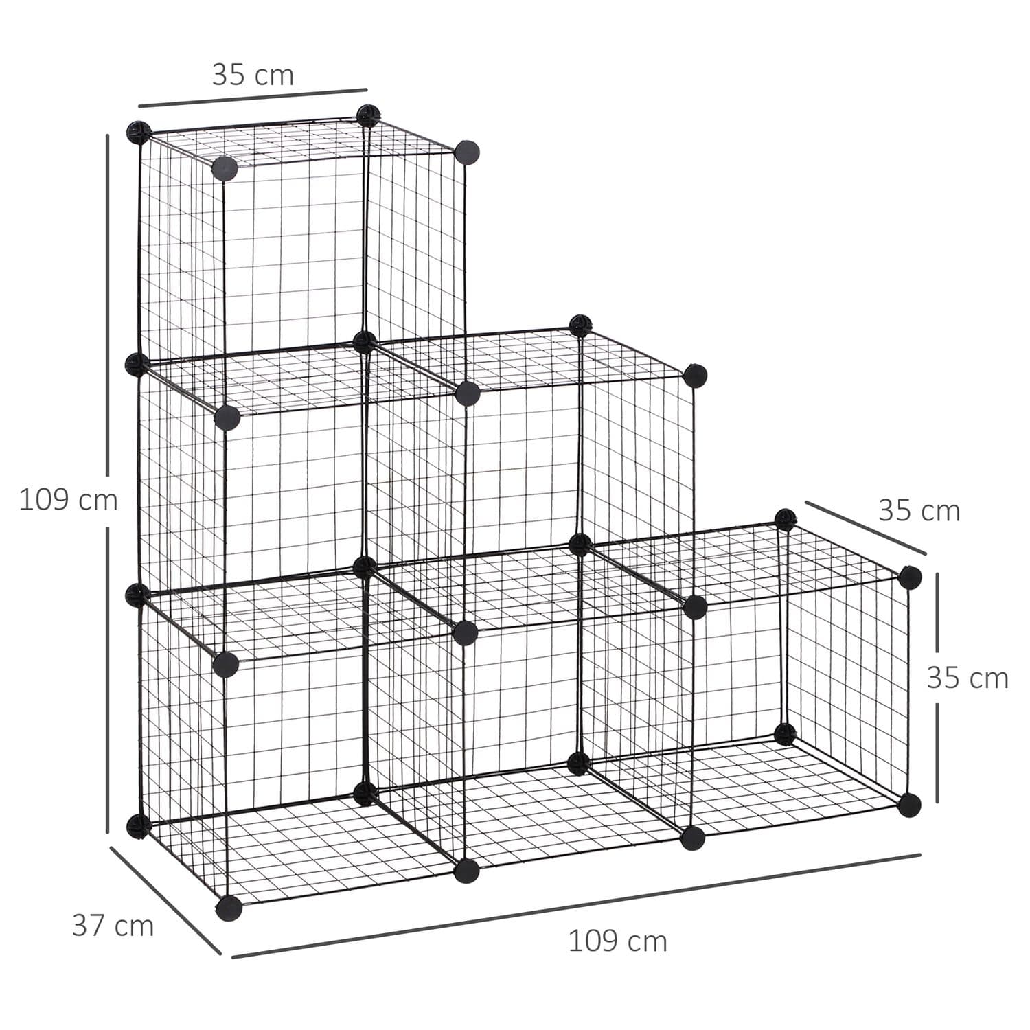 Black 6 Cube Wire Storage Organiser for Flexible Rooms - image 2