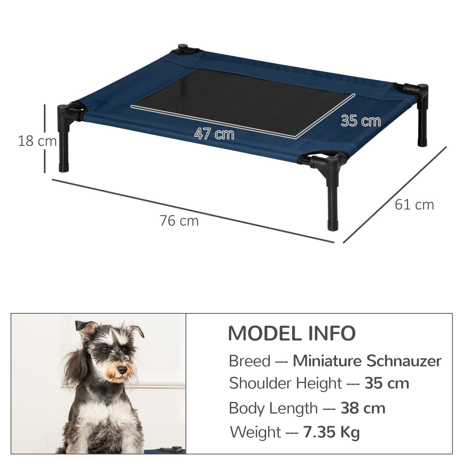 Portable Elevated Dog Bed With Breathable Mesh, Blue - image 2