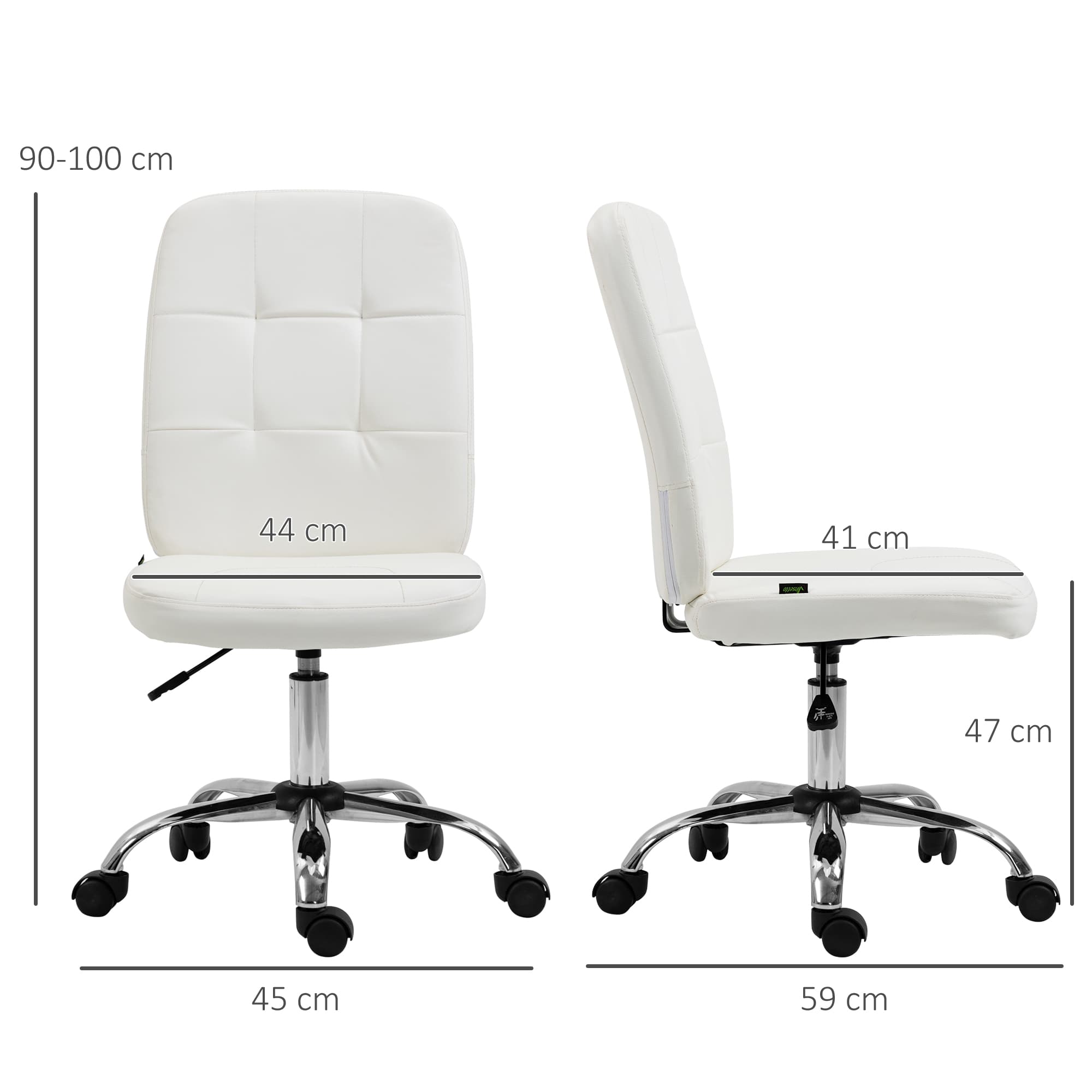 Cream Faux Leather Armless Office Chair with Gas Lift - image 1