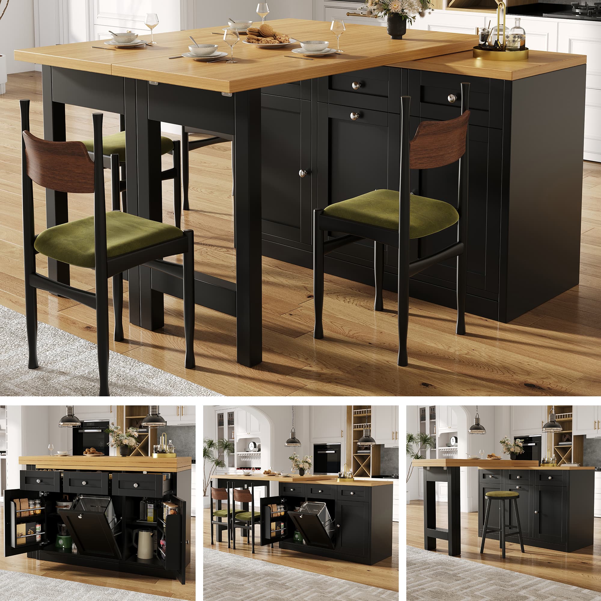 Extendable Black Bar Table