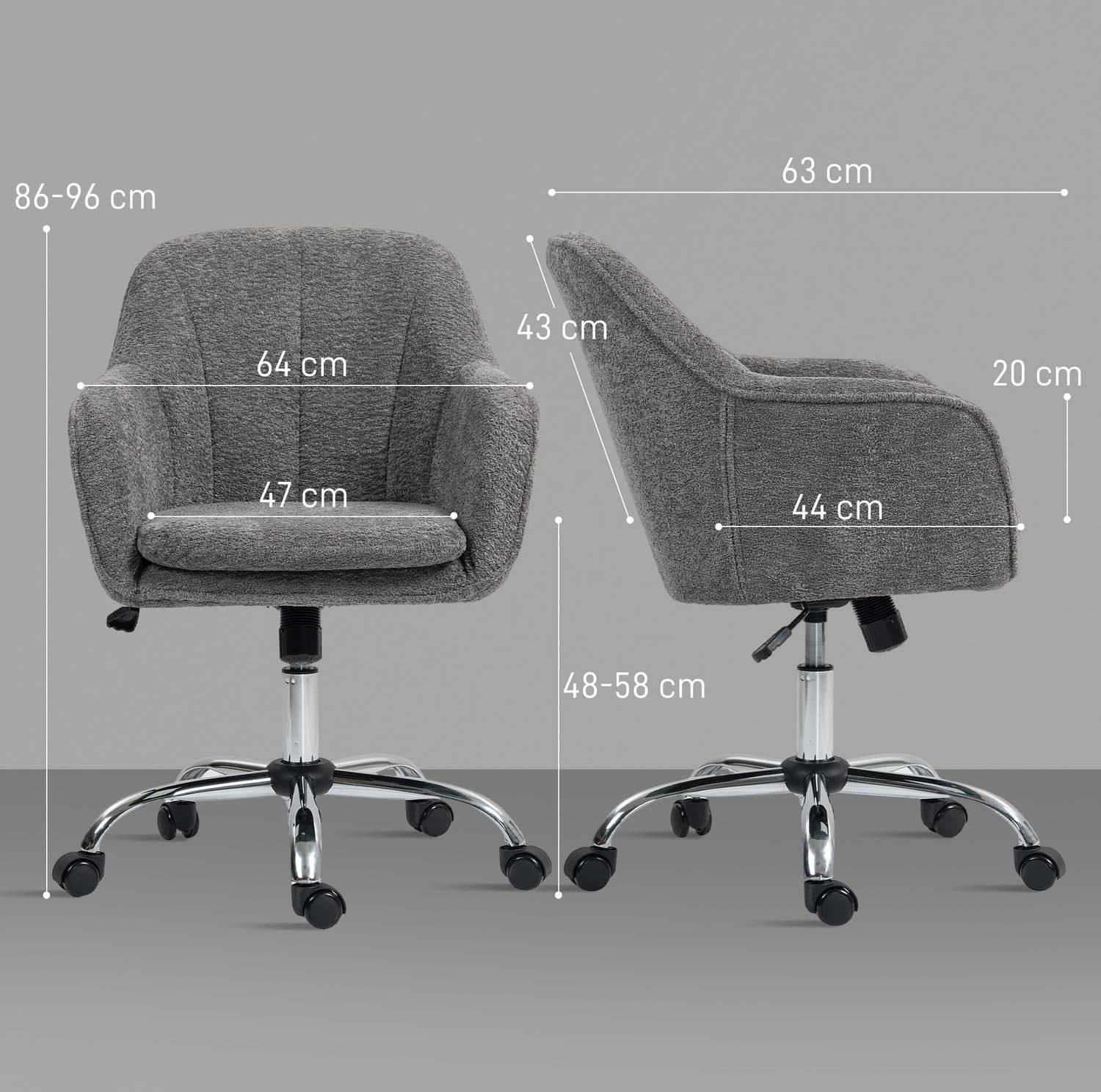 Grey Velvet-Feel Tub Office Chair for Effortless Comfort - image 2