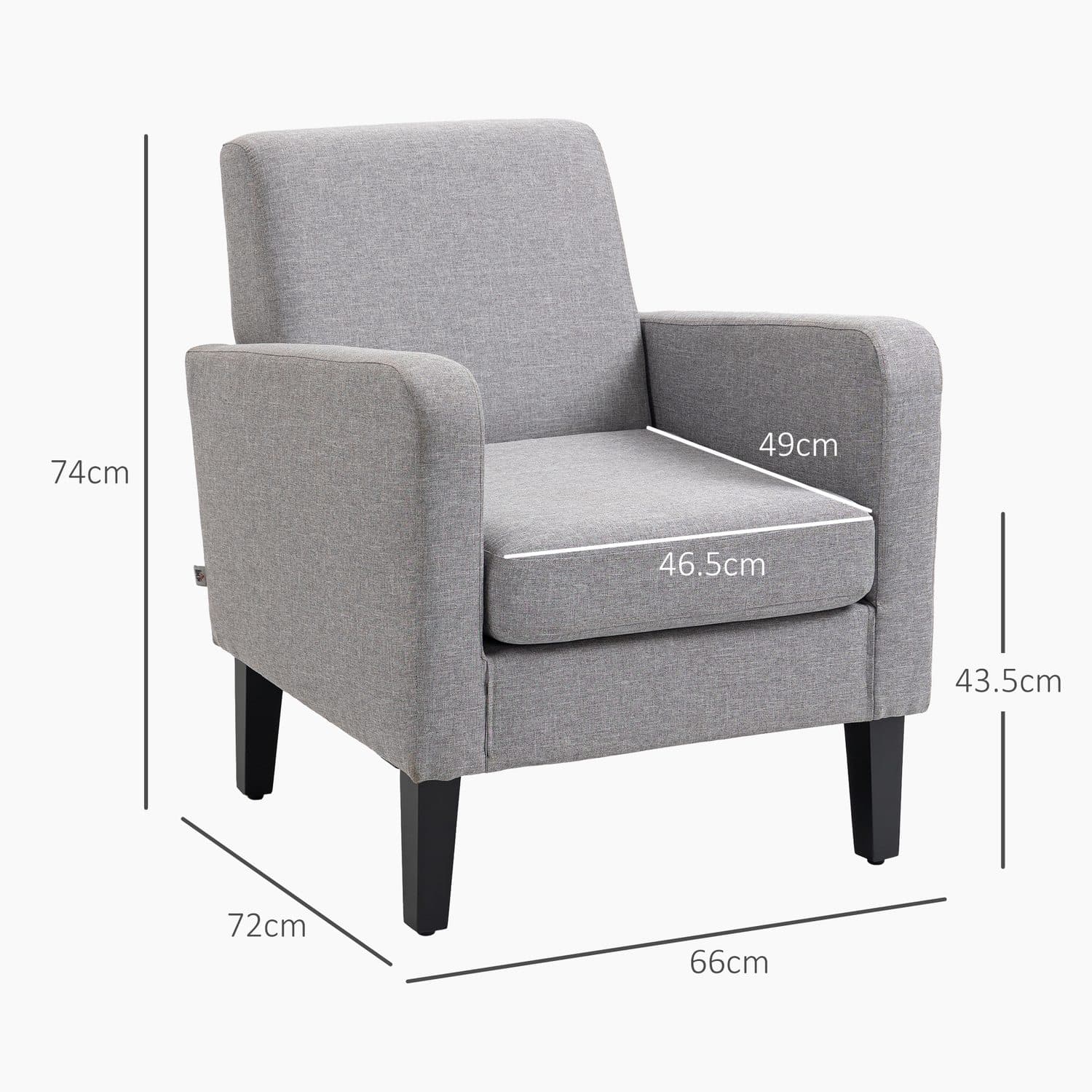 Set of 2 Modern Armchairs in Light Grey with Wood Legs - image 3