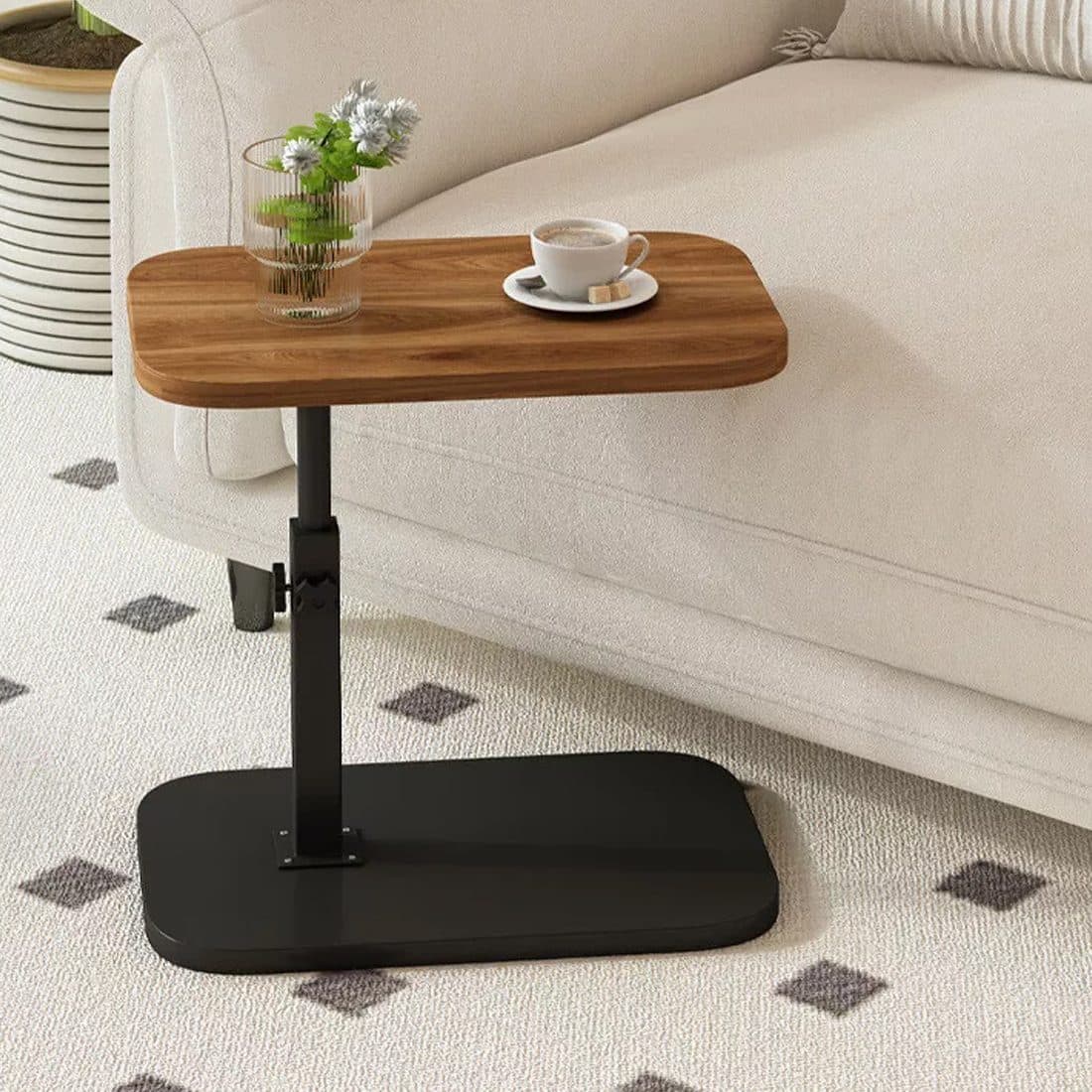 Adjustable Walnut C-Shaped Table for Sofa and Bed - image 2