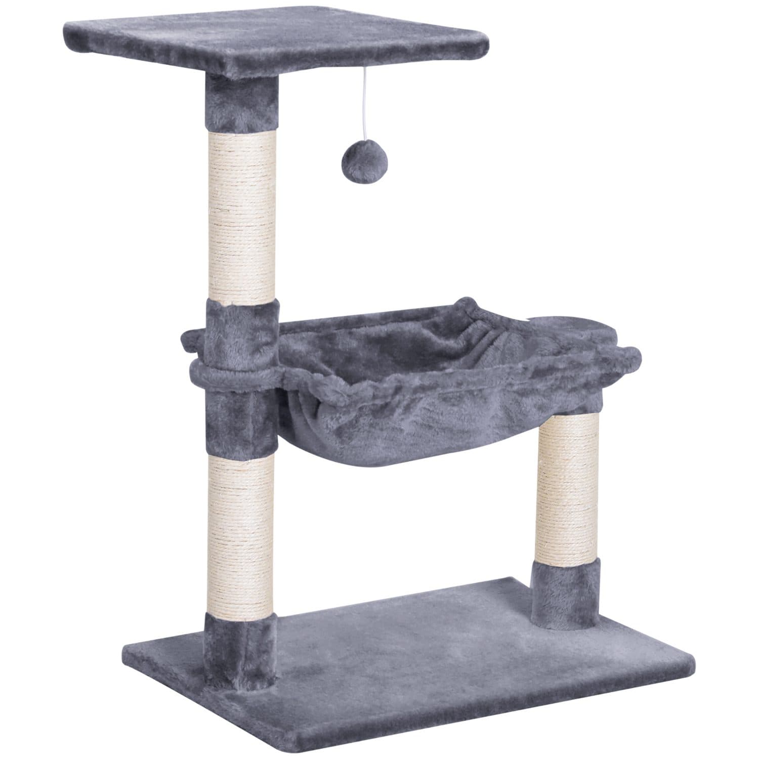 PawHut Two-Tier Cat Tree with Hammock and Sisal Posts