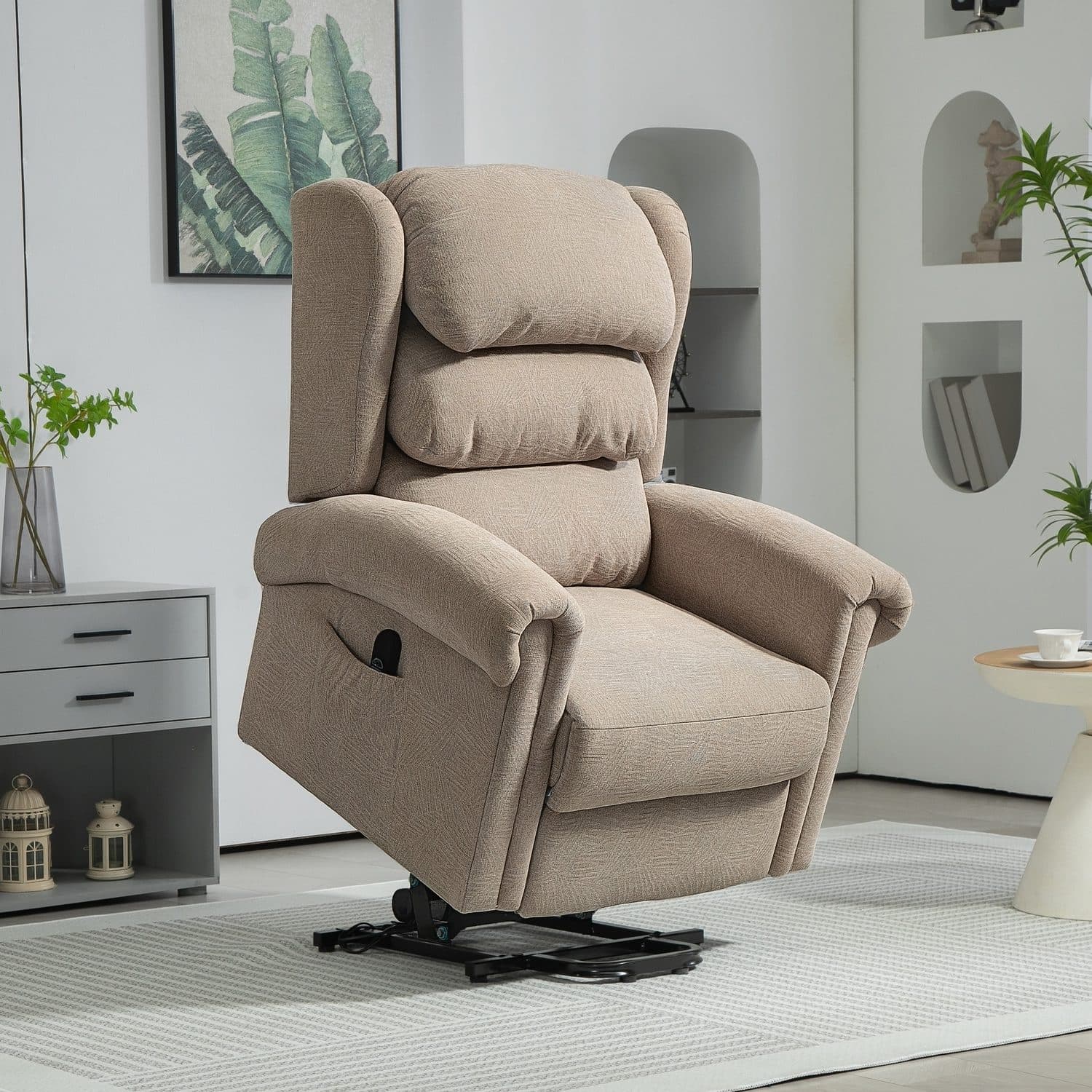 Khaki Velvet Electric Riser Recliner - image 5