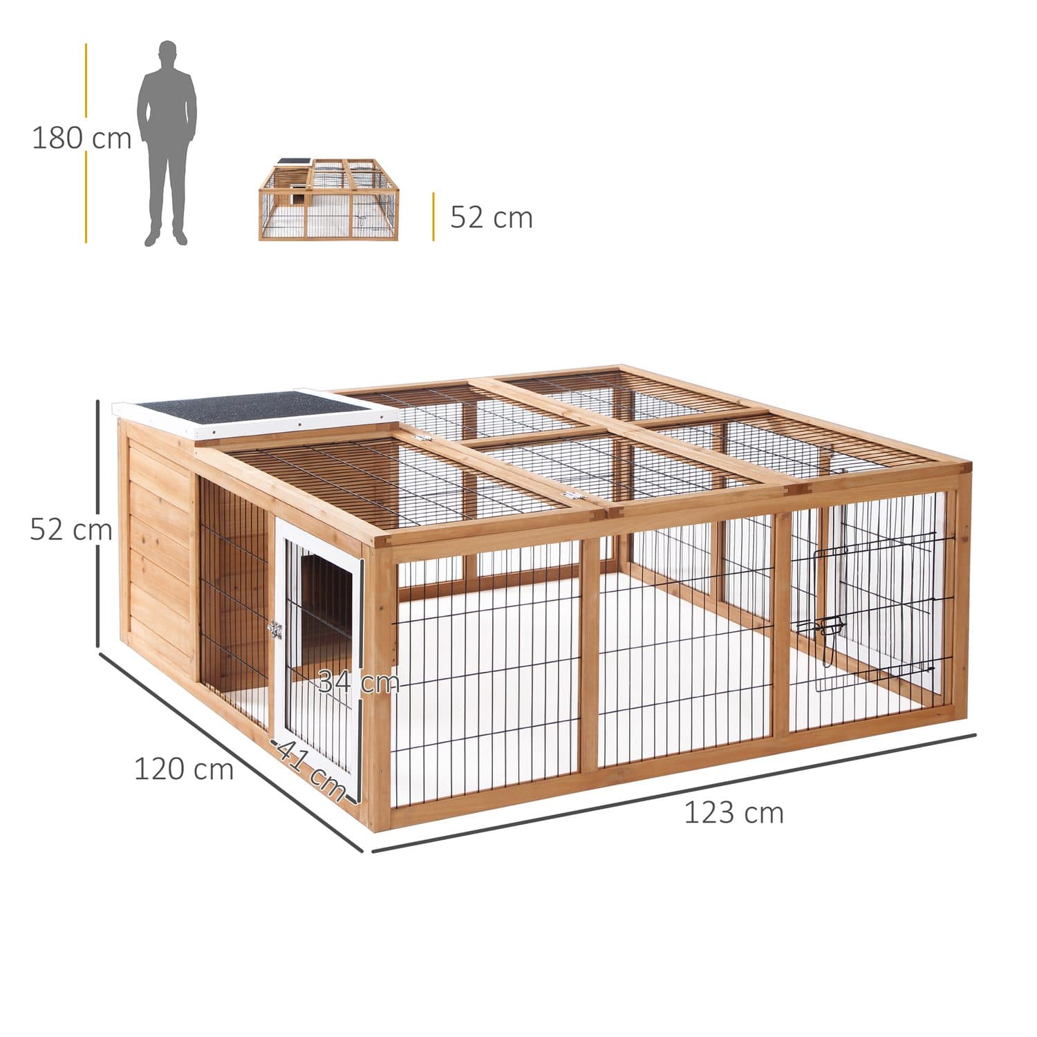 PawHut Outdoor Rabbit Cage with Enclosed House and Run - image 4
