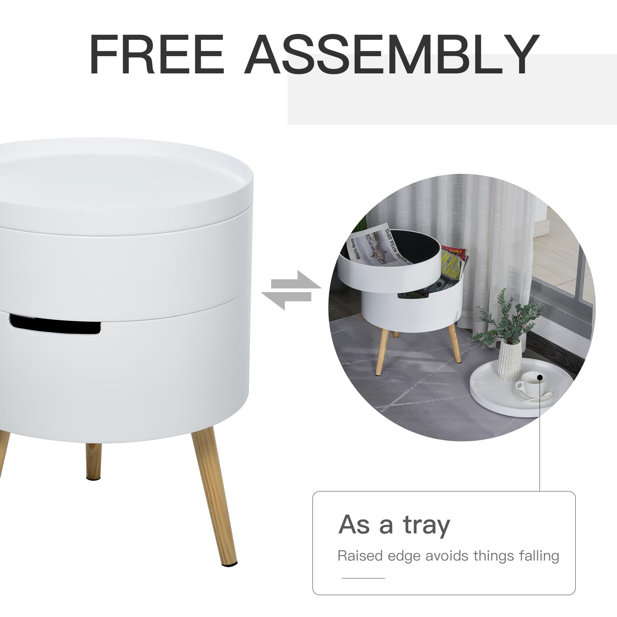 Pair of Round White Side Tables with Hidden Compartment - image 1