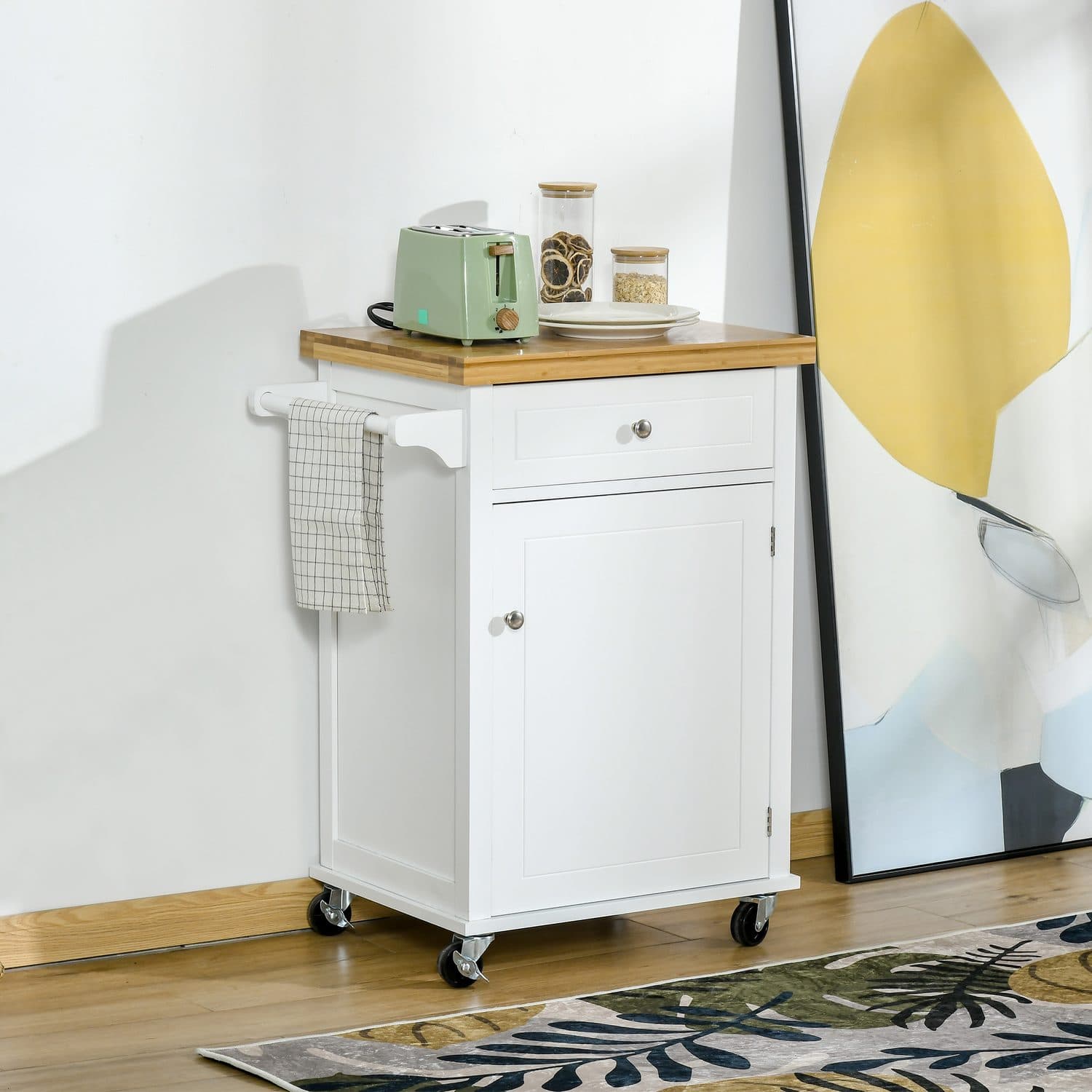 White Wooden Island Trolley - image 3