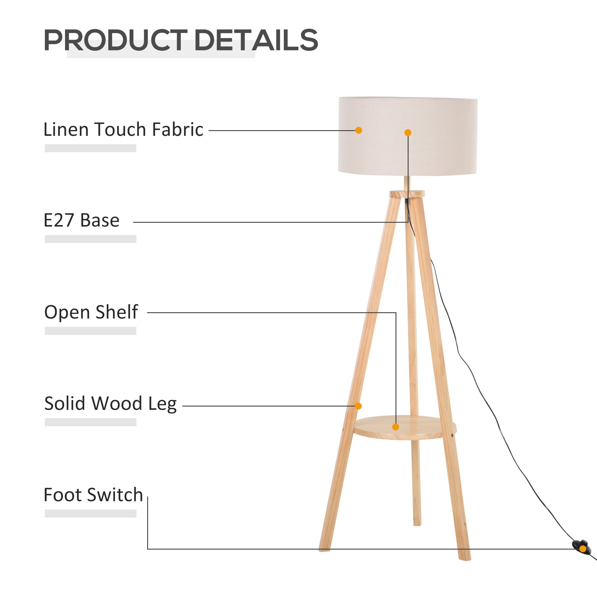 Cream Tripod Floor Lamp - image 2