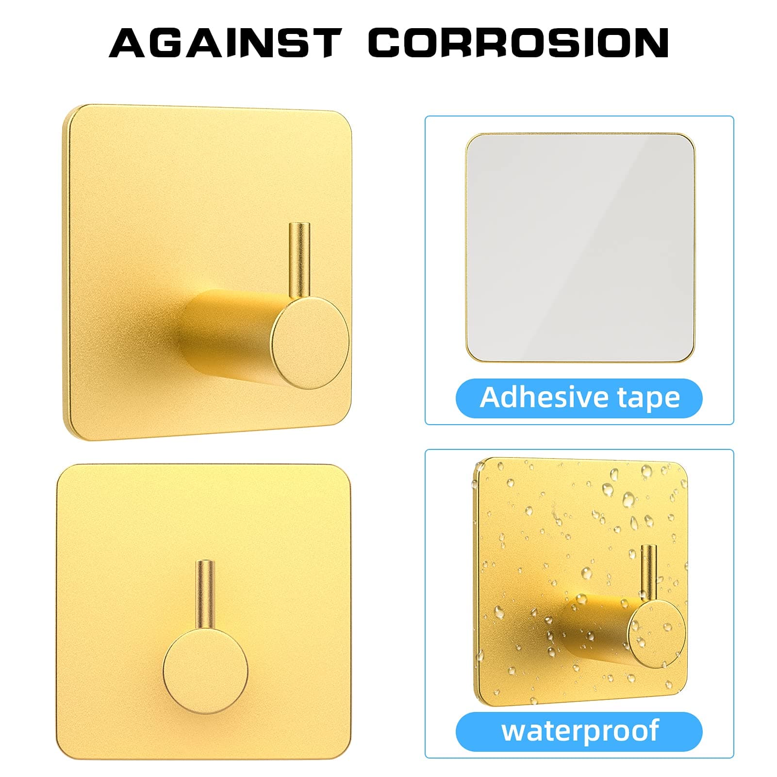 Gold No-Drill Towel Hooks for Bathrooms and Kitchens - image 5