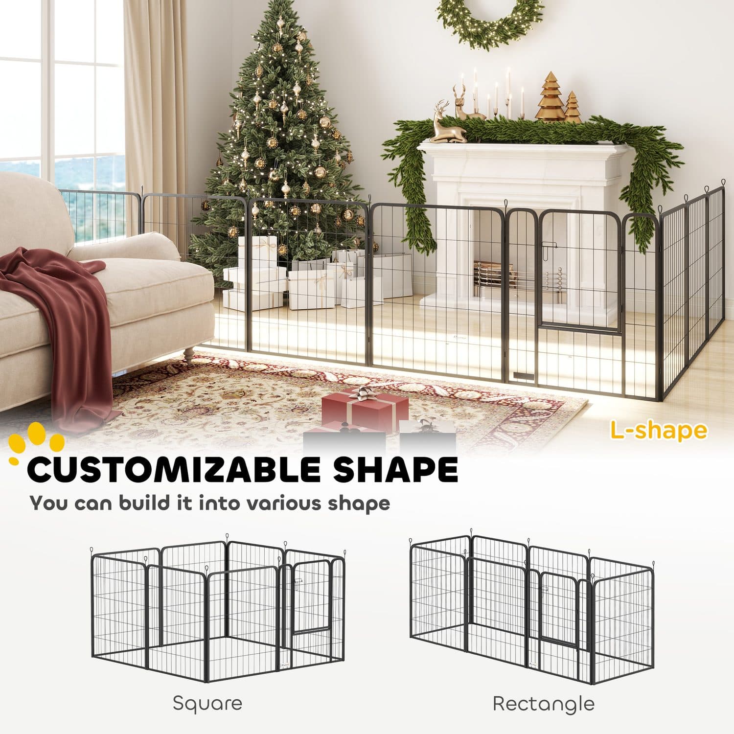 PawHut Steel Dog Playpen for Large Dogs, Indoor and Outdoor - image 1