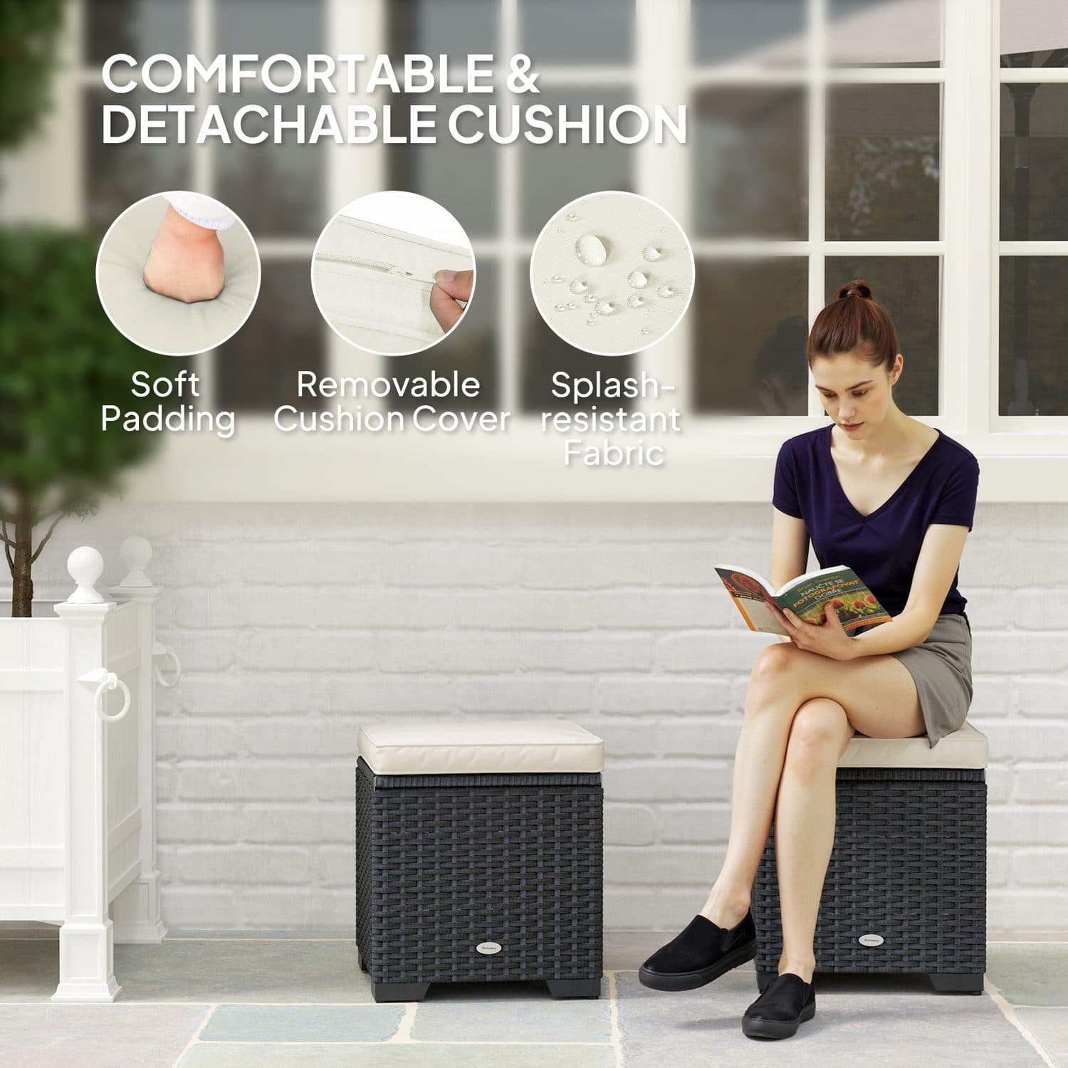 Twin Rattan Storage Footstools - image 5