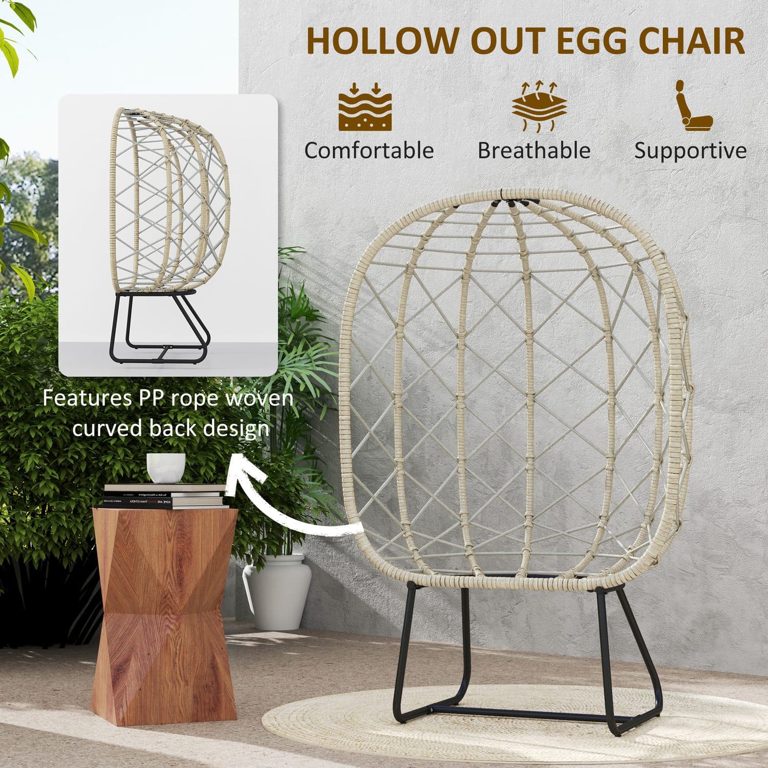 Grey Rattan Standing Egg Chair - image 2