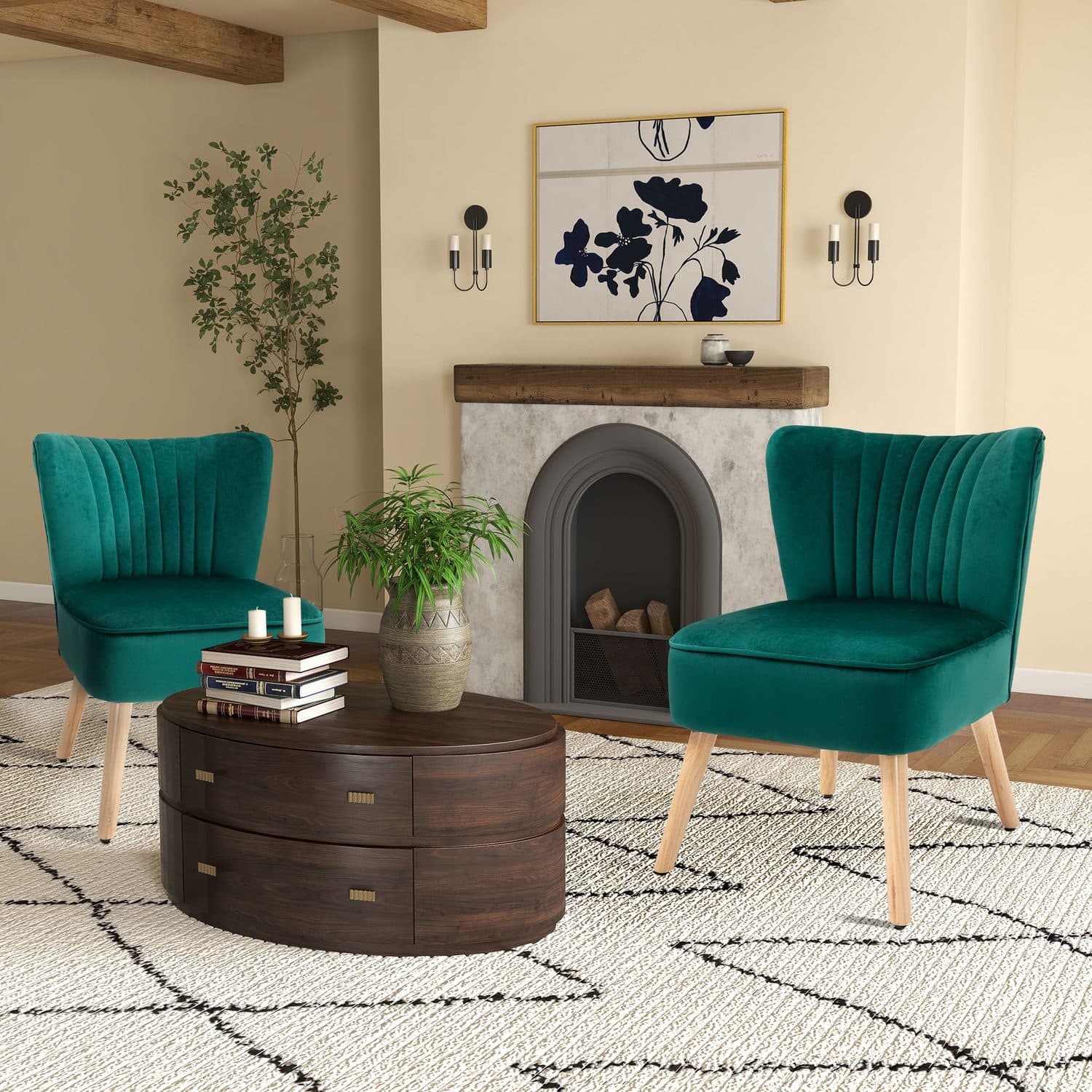 Comfort with Green Velvet Tub Chairs - image 3
