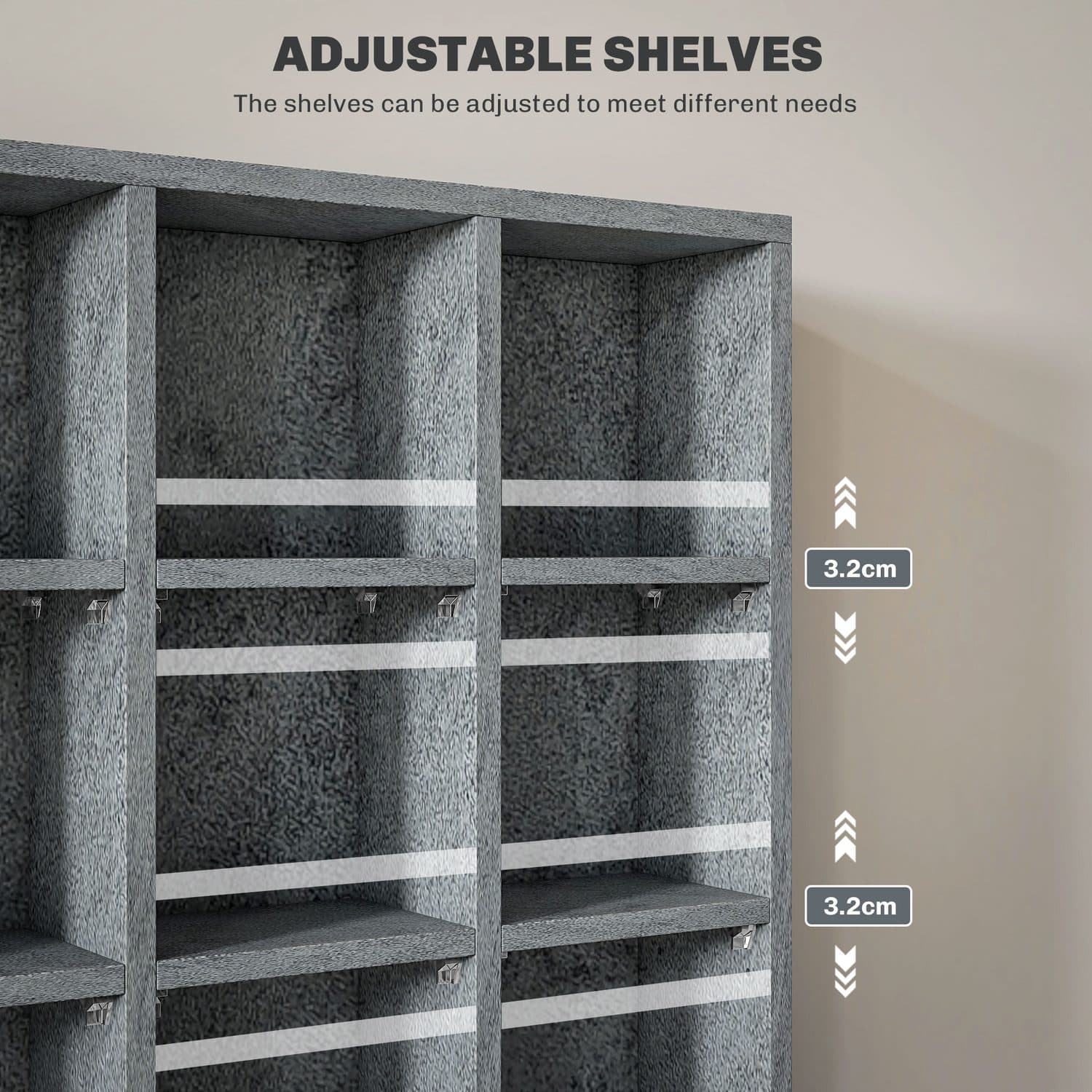 Cement Grey CD and DVD Storage Unit with Open Grid Shelves - image 3