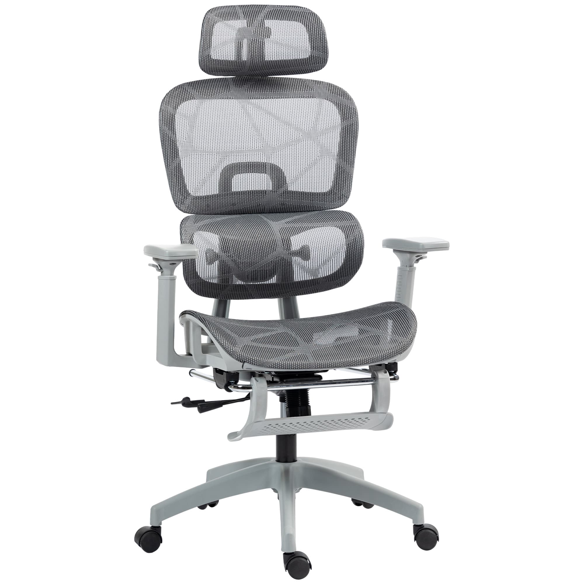 Multi-Adjustable Grey Mesh Office Chair