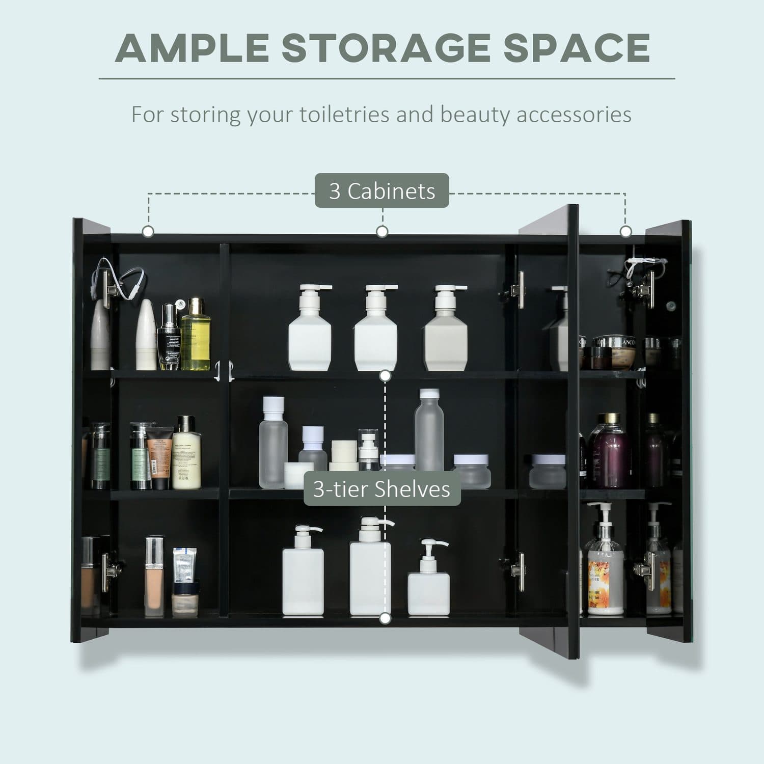 Illuminate Your Mornings with this Black LED Mirror Cabinet - image 2