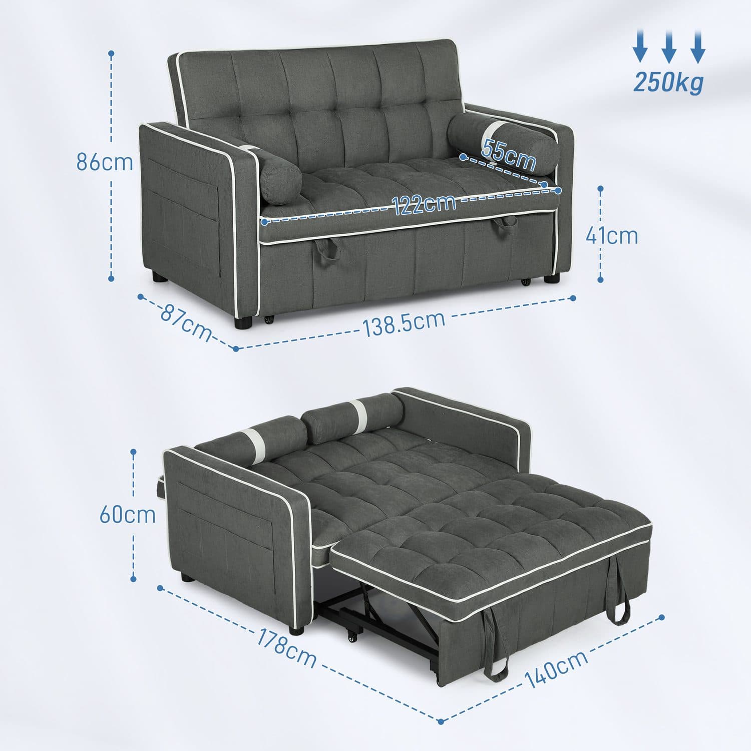 3-in-1 Charcoal Sofa Bed - image 5
