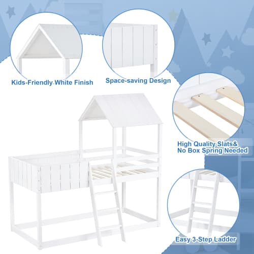 Solid Wood Treehouse Mid-Sleeper Cabin Bed for Kids - image 1