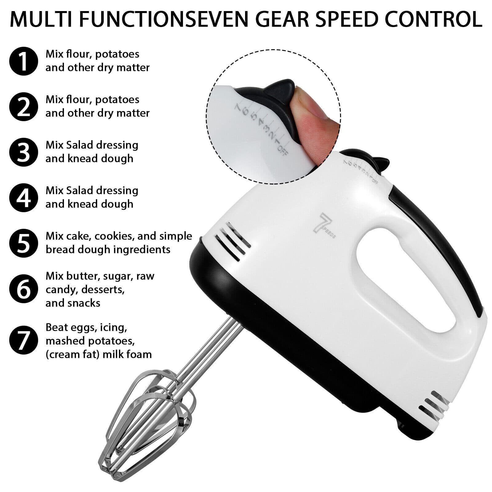 7 Speed Electric Hand Mixer for Baking Prep - image 4