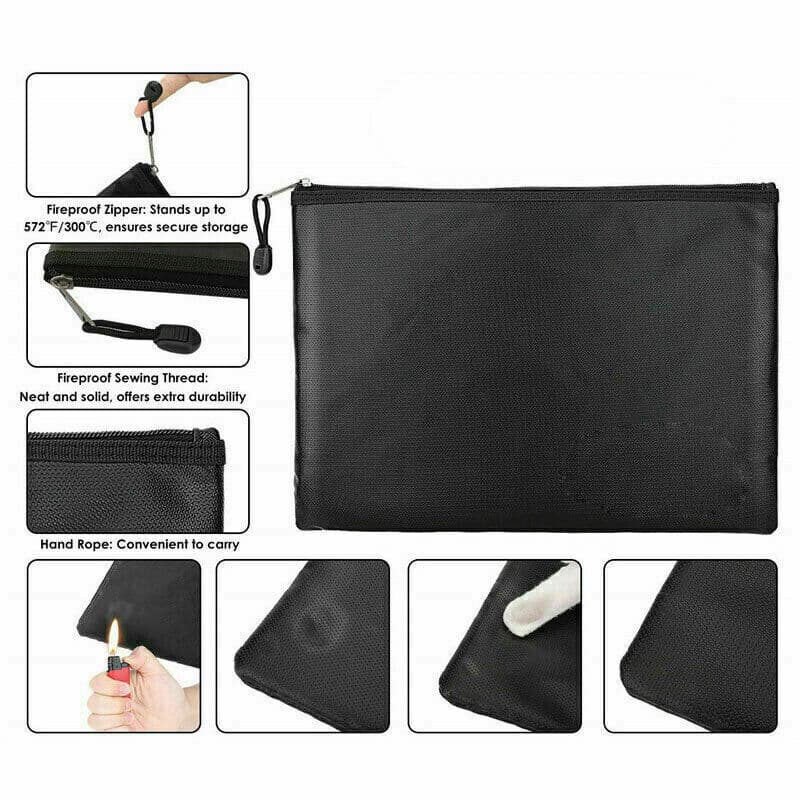 Black Fireproof Pouch for Documents, Cash and Valuables - image 3
