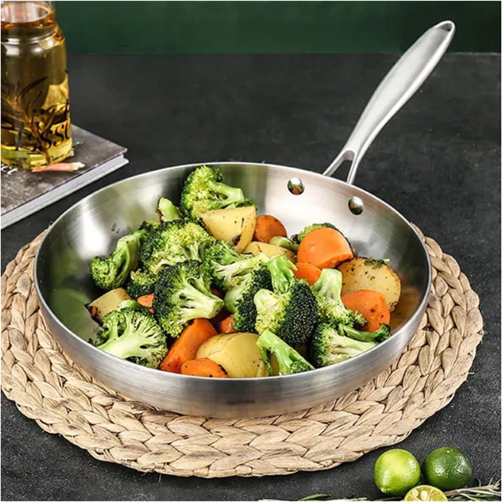 28cm Uncoated Stainless Steel Frying Pan — Chemical-Free Cooking - image 6