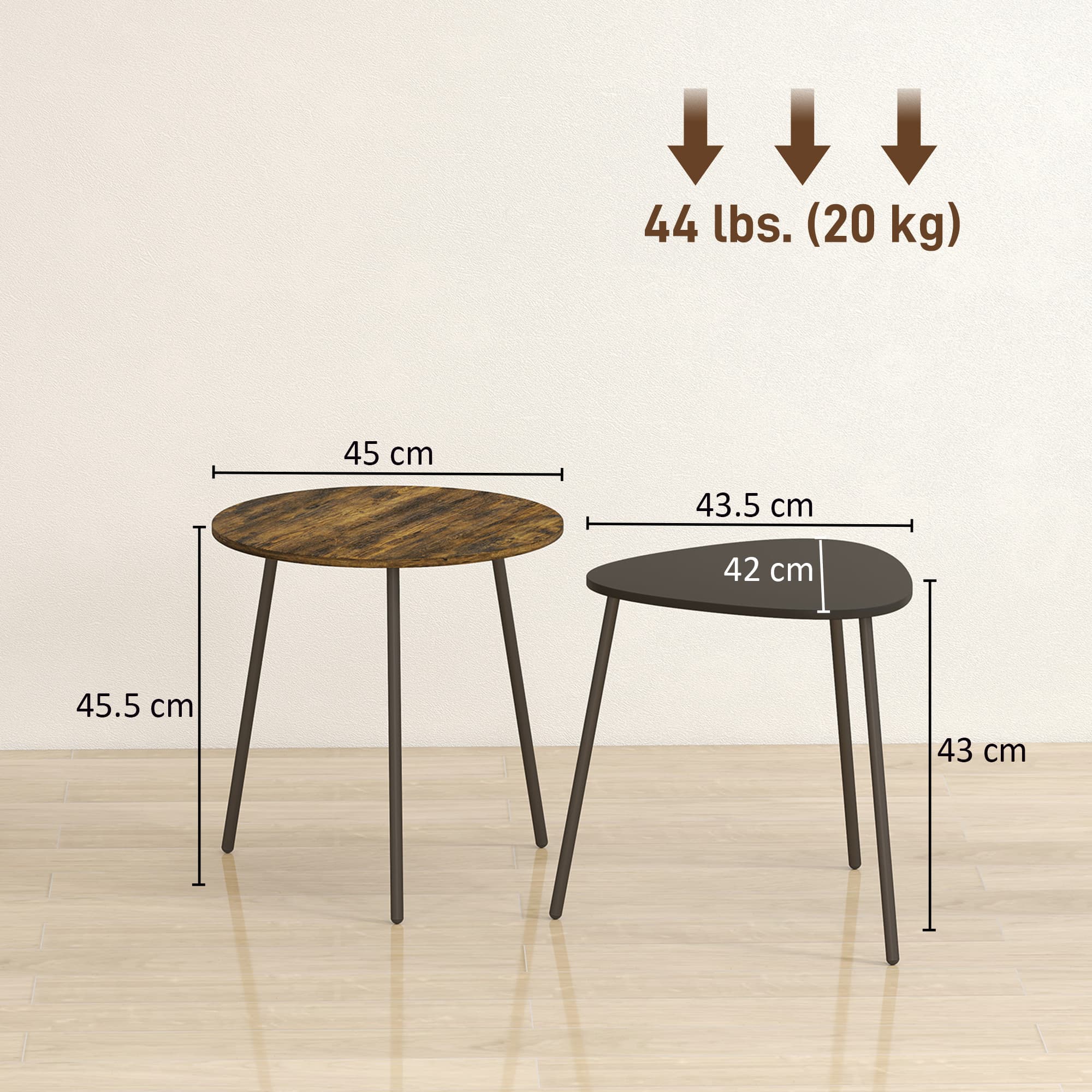 Two nesting side tables in rustic brown and charcoal - image 1