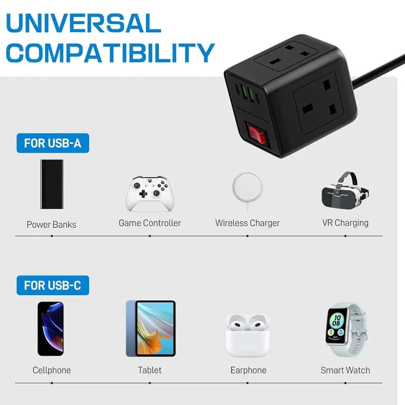 Compact cube extension lead for tidy multi-device charging - image 9