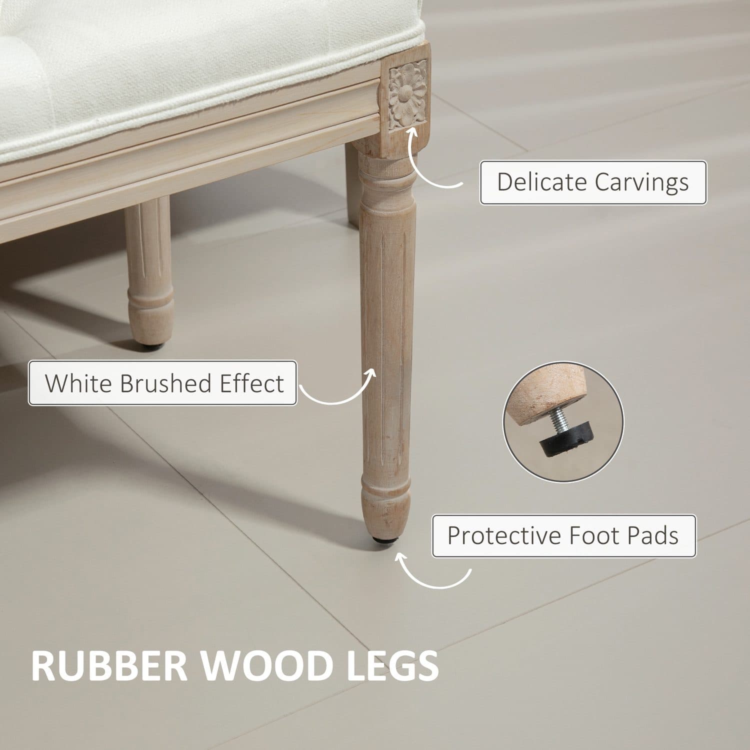 Vintage French Cream Bench - image 2