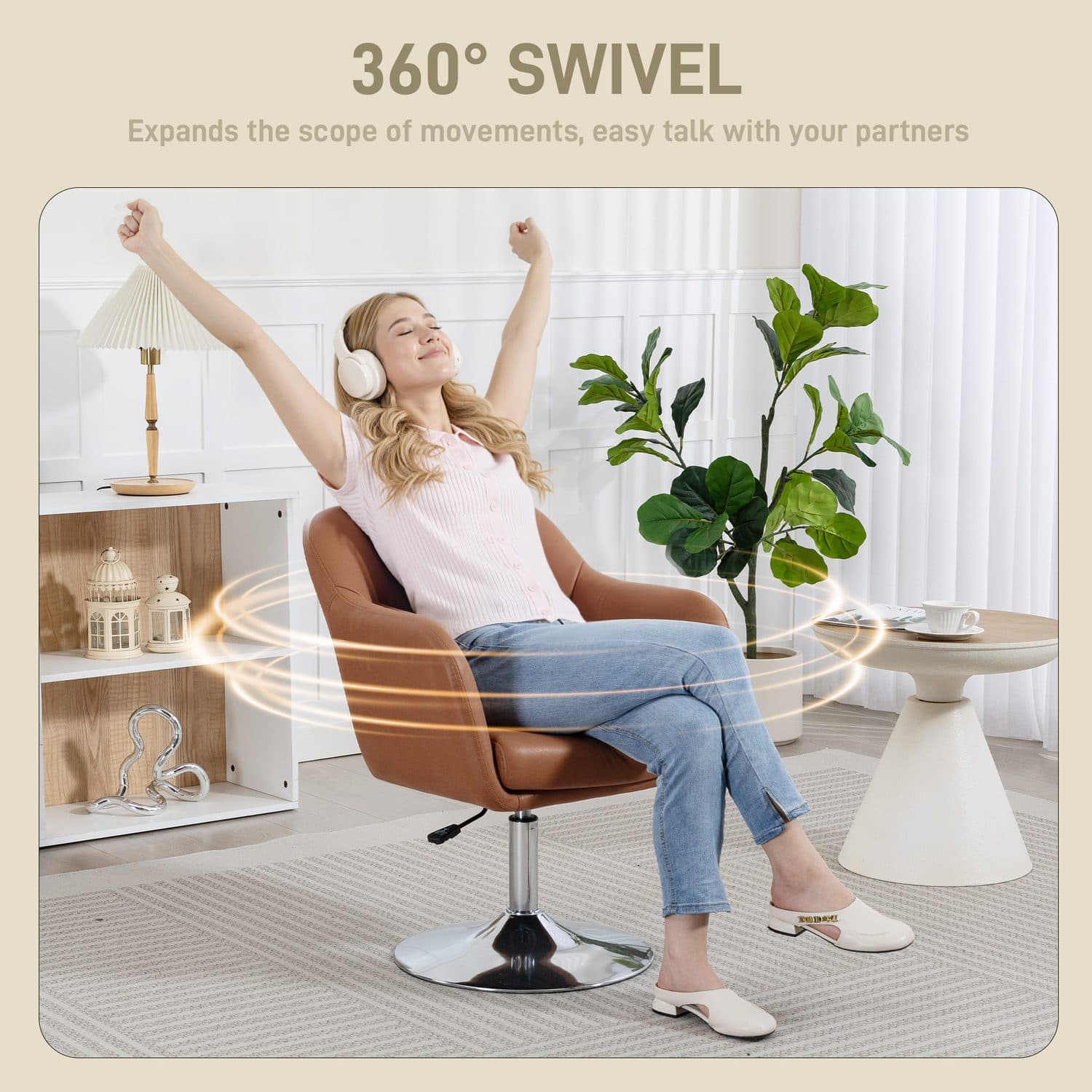 Brown Swivel Accent Chair - image 3