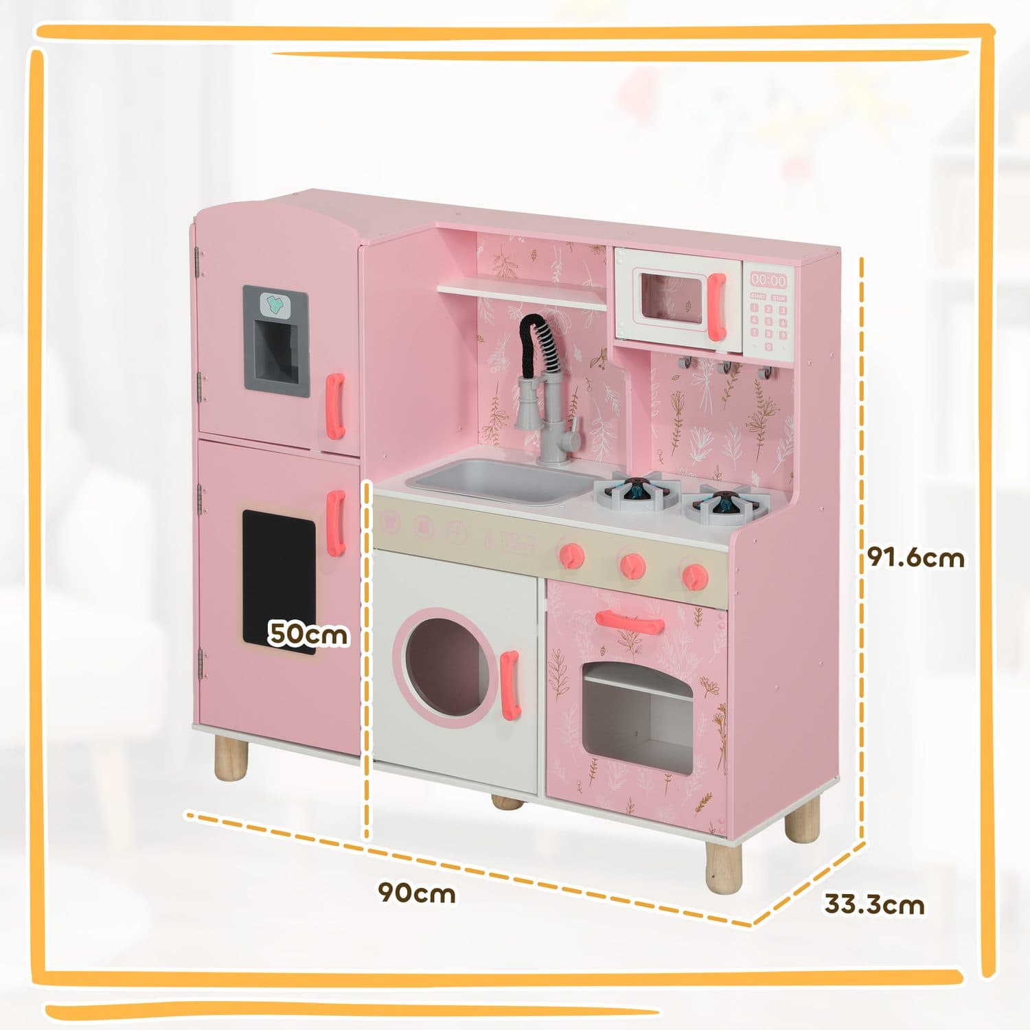 Pink Kids Play Kitchen with Realistic Details - image 2