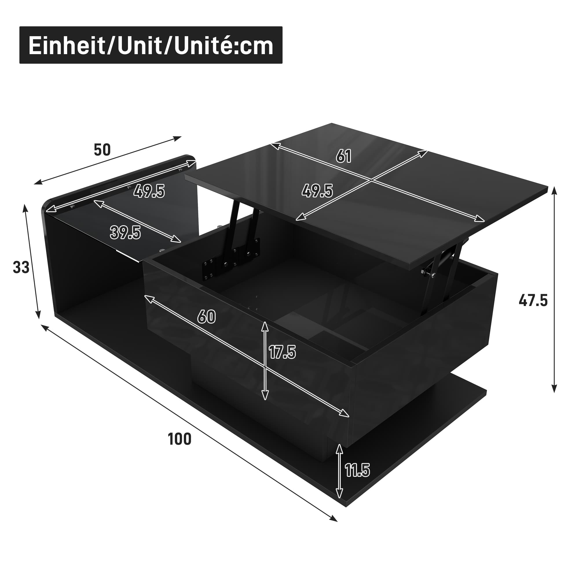 High-Gloss LED Lift-Top Coffee Table - image 2
