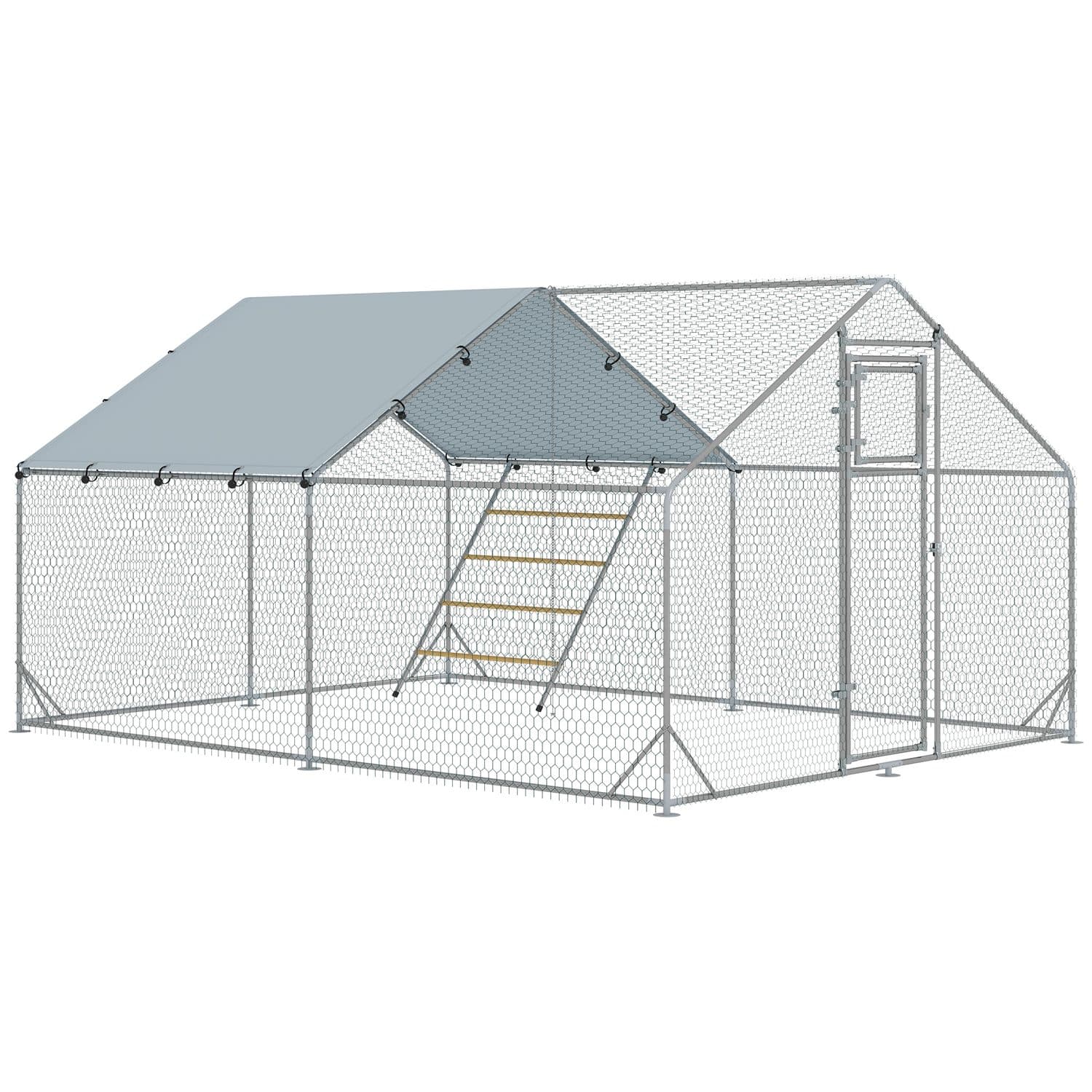 PawHut Walk-in Chicken Run for 12-18 Poultry