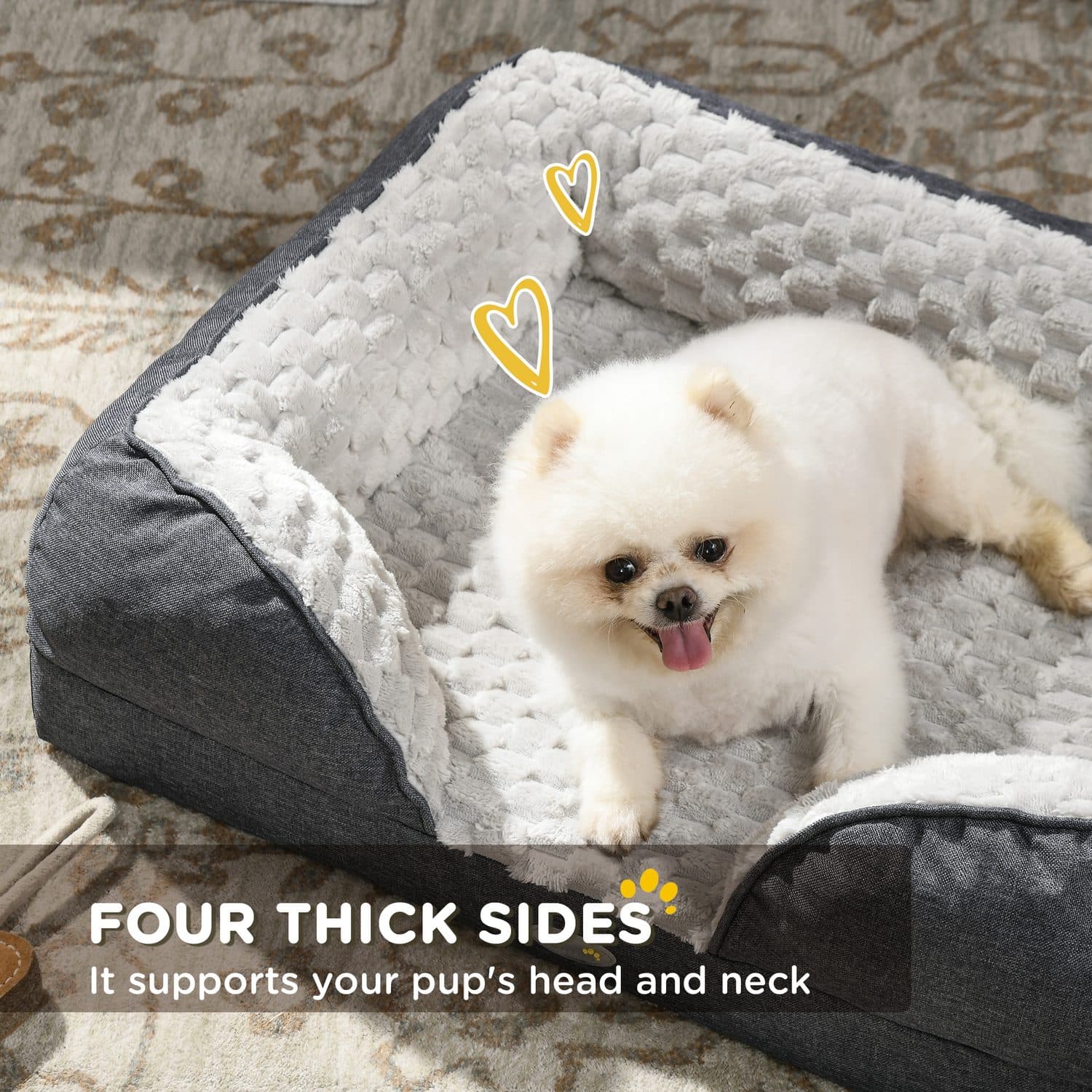 Bolster Dog Bed with Washable Flannel Cover and Non-Slip Base - image 5