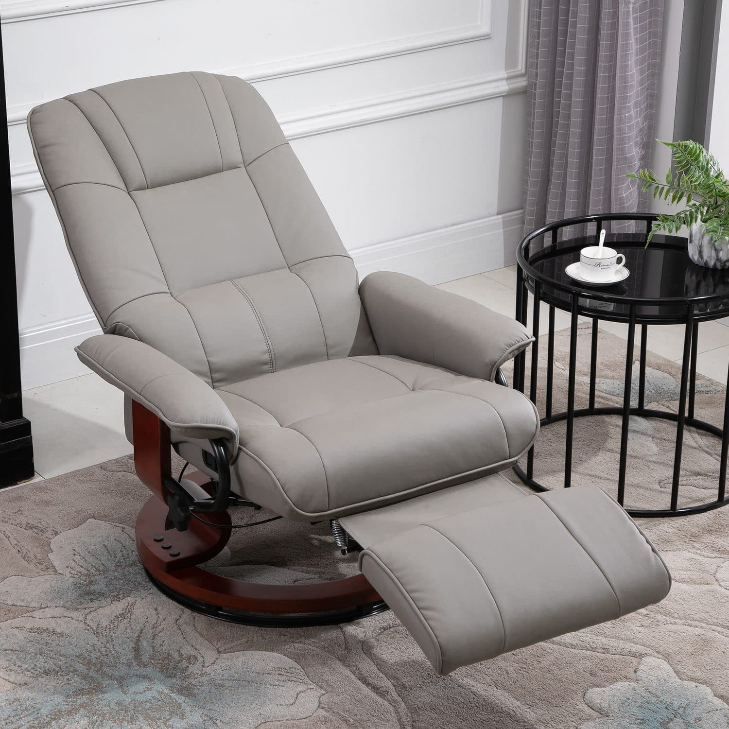 Grey Reclining Swivel Chair - image 1
