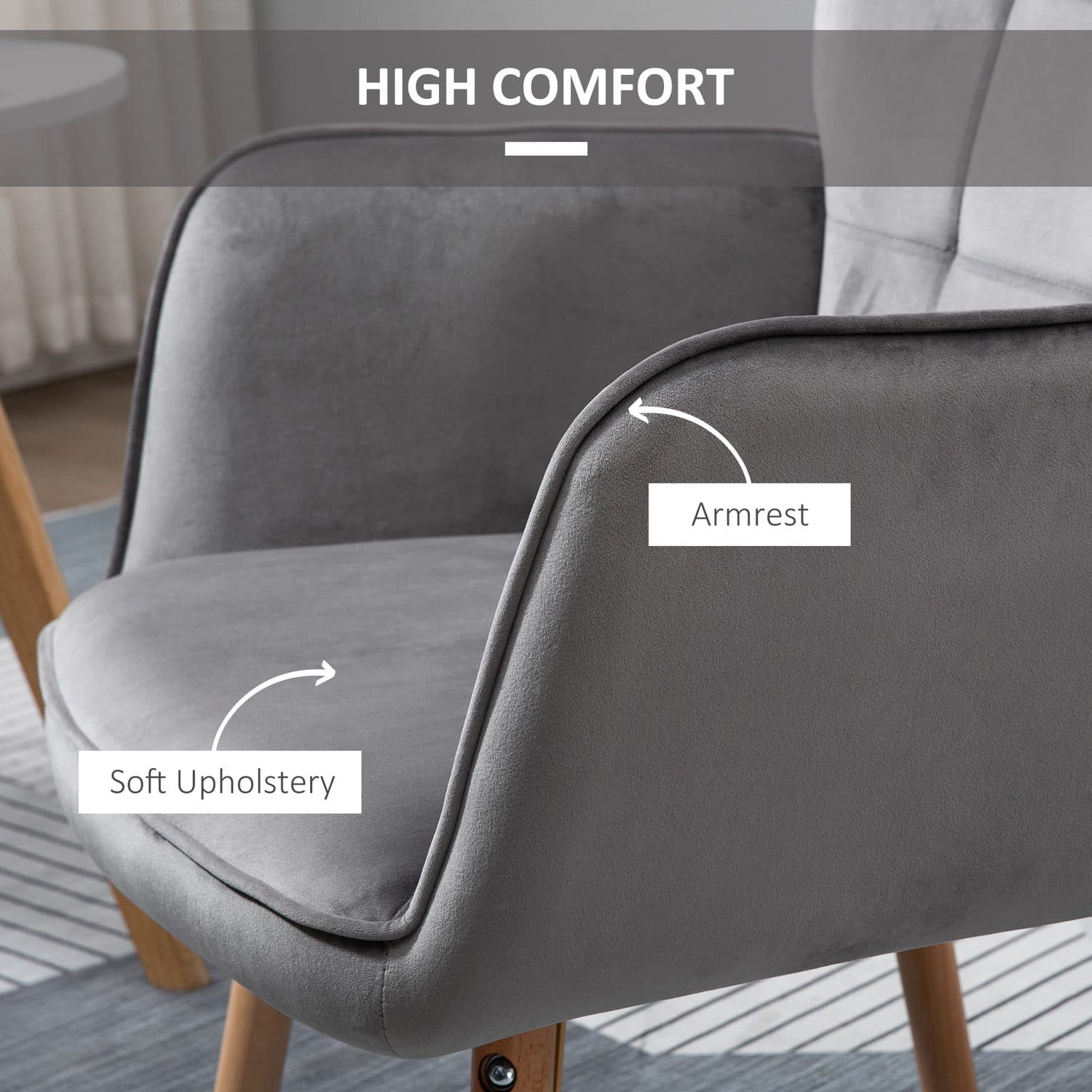 Grey Velvet Wingback Armchairs - image 2