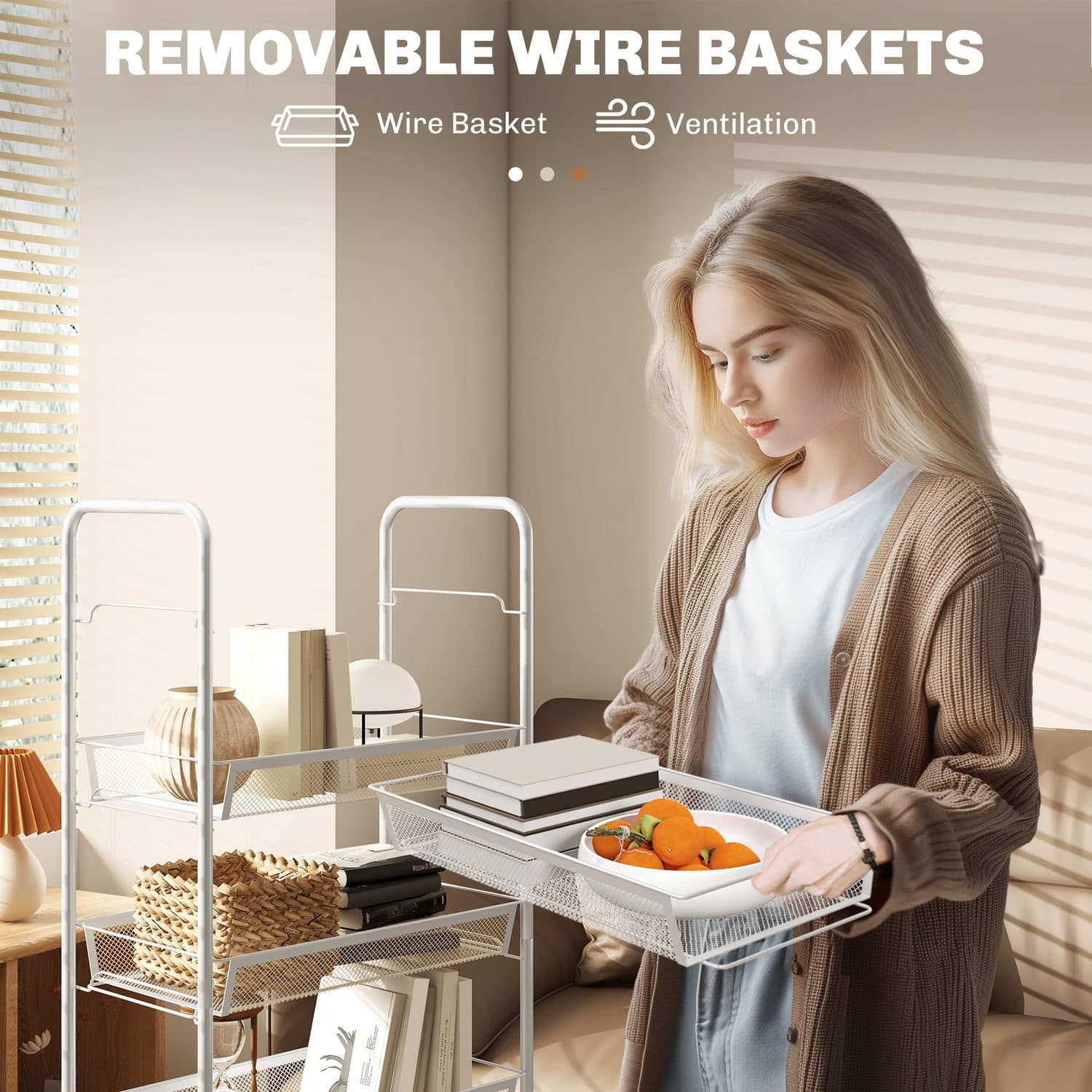 Move everyday storage easily with a slim five tier trolley - image 4