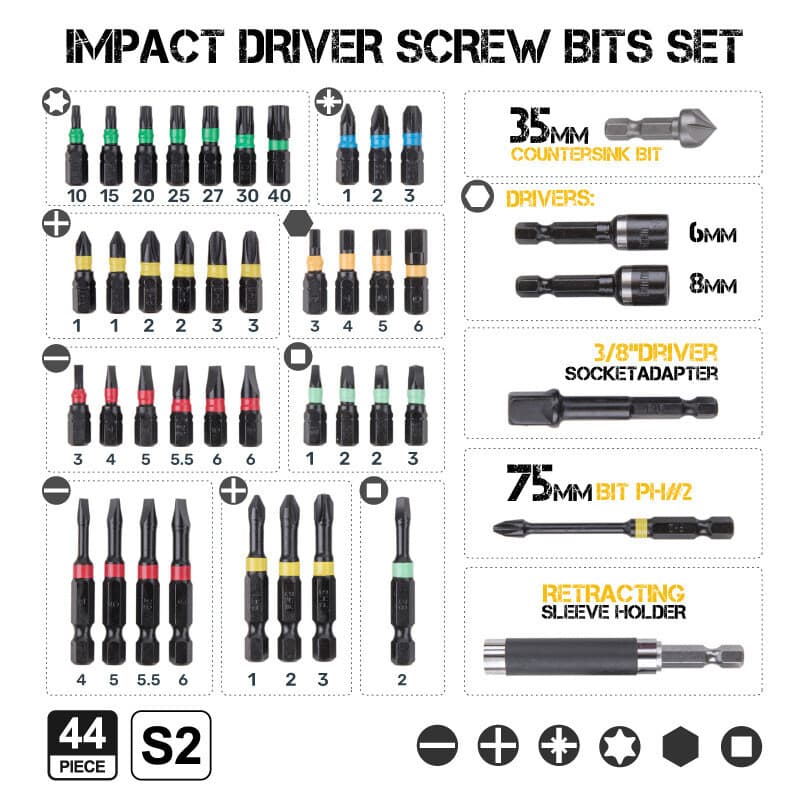 Compact 44 Piece Impact Driver Bit Set - image 2