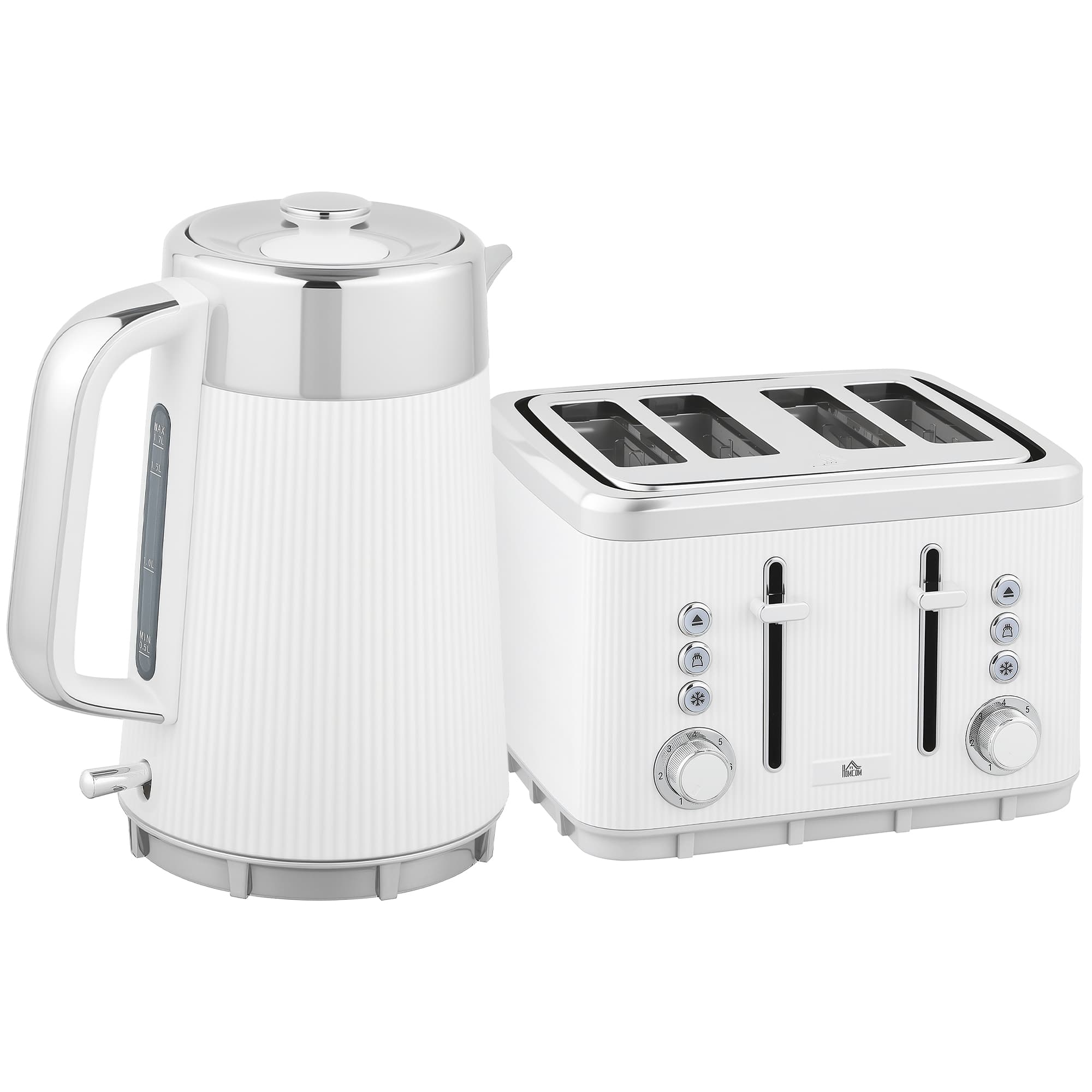 White Kettle & 4-Slice Toaster Set
