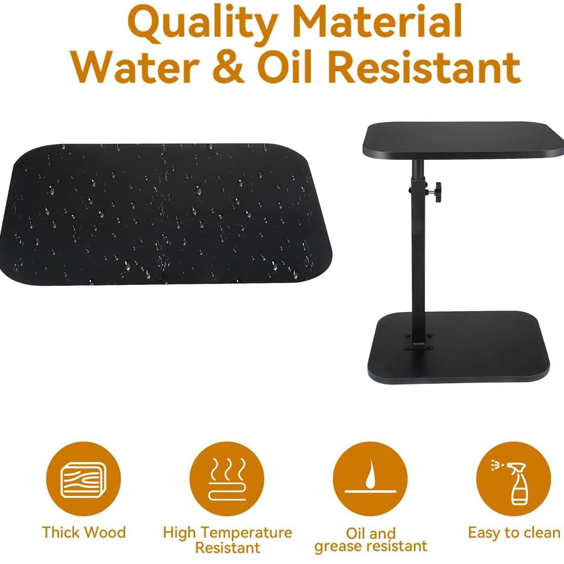 Black Rotating C-Shaped End Table for Sofa and Bedroom - image 6