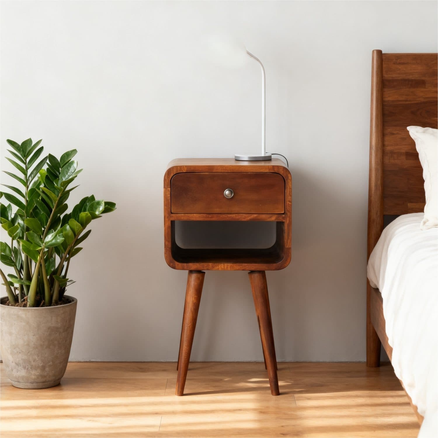 Handcrafted Solid Mango Wood Bedside Table in Rich Chestnut - image 3