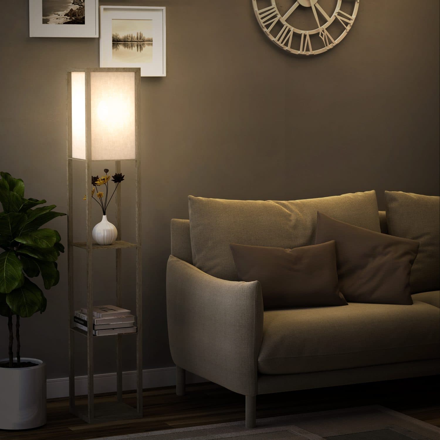 Oak 3-Tier Floor Lamp - image 5