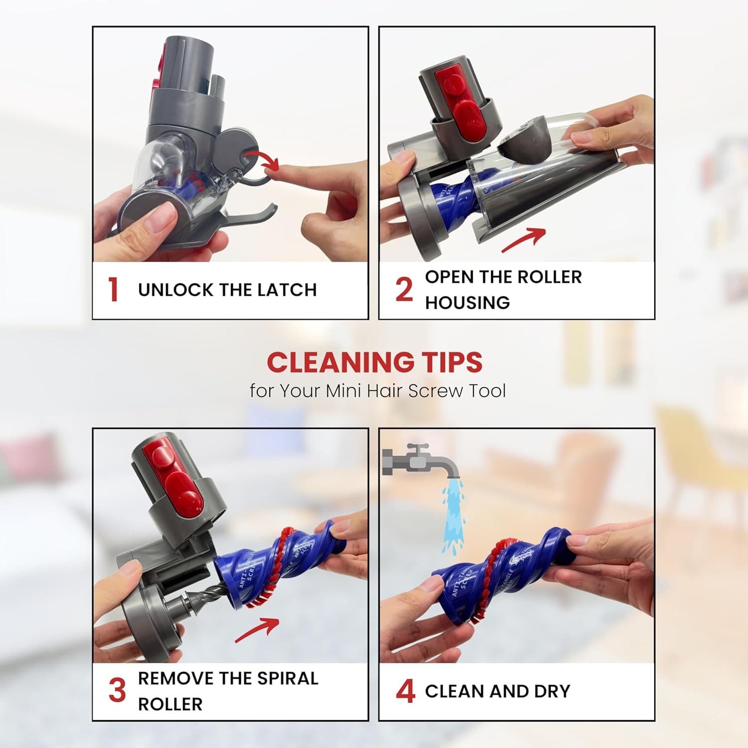 Anti-tangle vacuum tool head for pet hair and dust - image 4