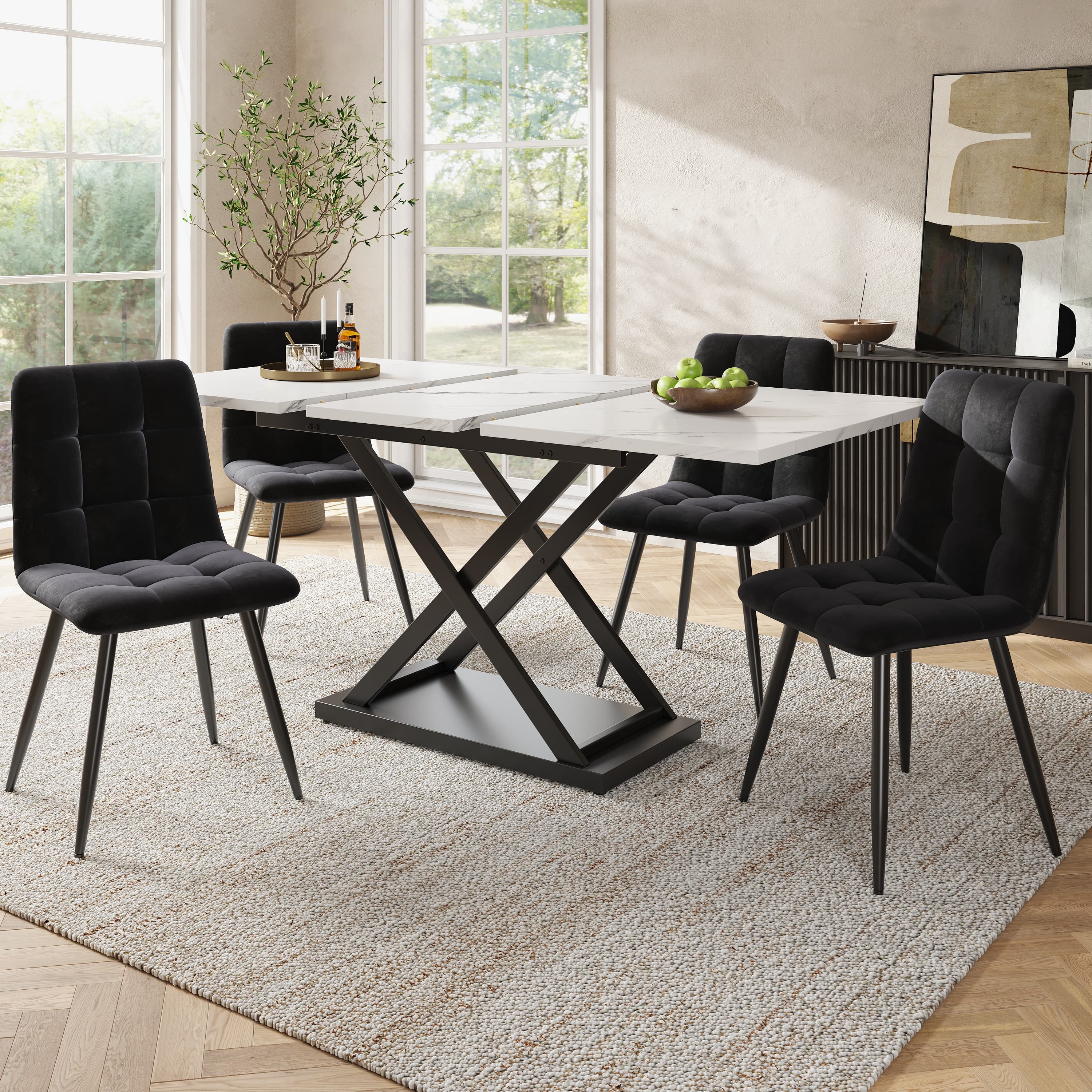 Villalta Home Extendable Marble Dining Set
