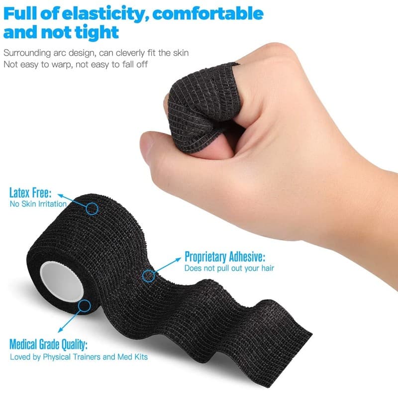 Black Cohesive Elastic Bandage Tape, Pack of 10 Rolls - image 4