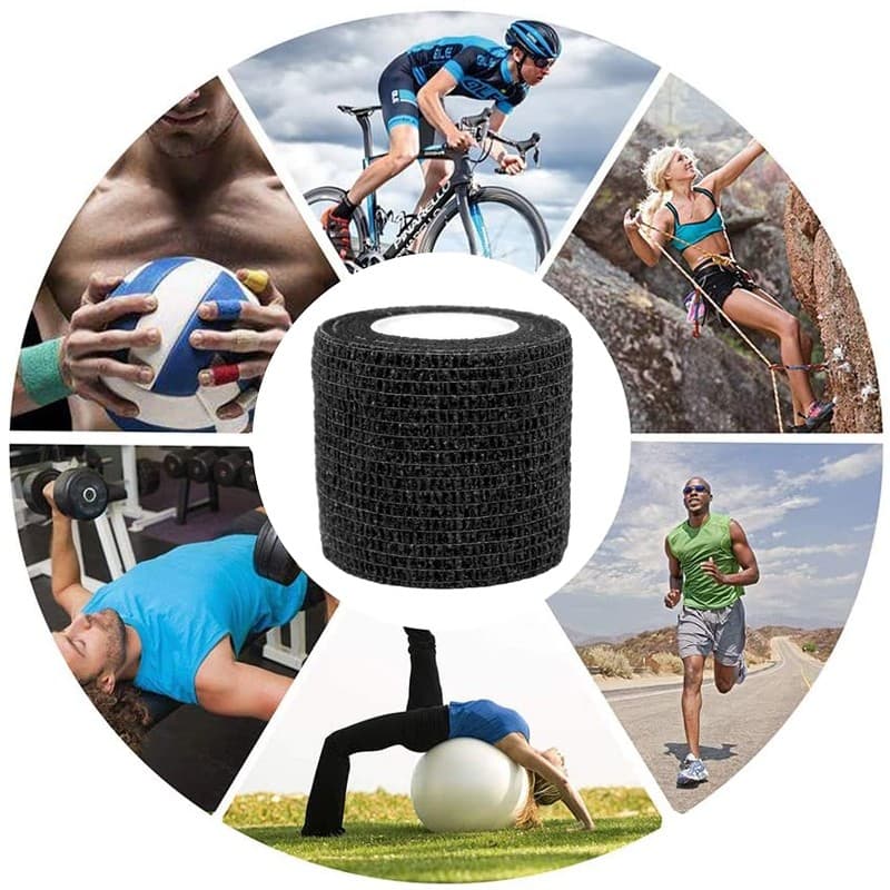 Black Cohesive Elastic Bandage Tape, Pack of 10 Rolls - image 5